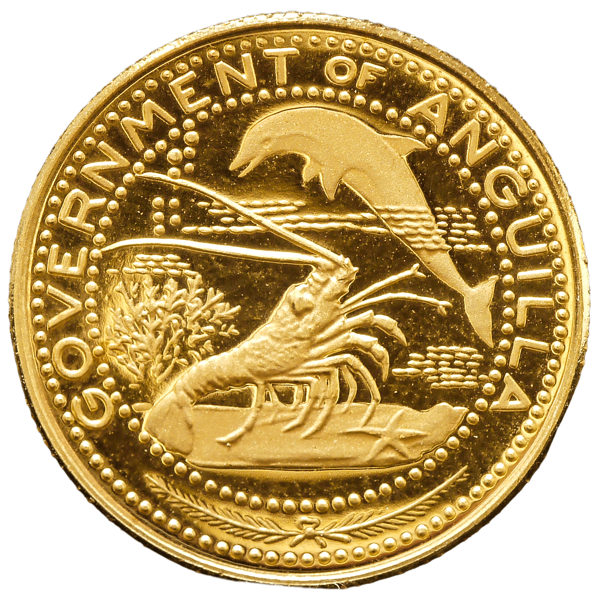 アンギラ 10ドル金貨 1970年 イルカとロブスター カリブ海の動物 - NJ BUYER'S MARKETPLACE