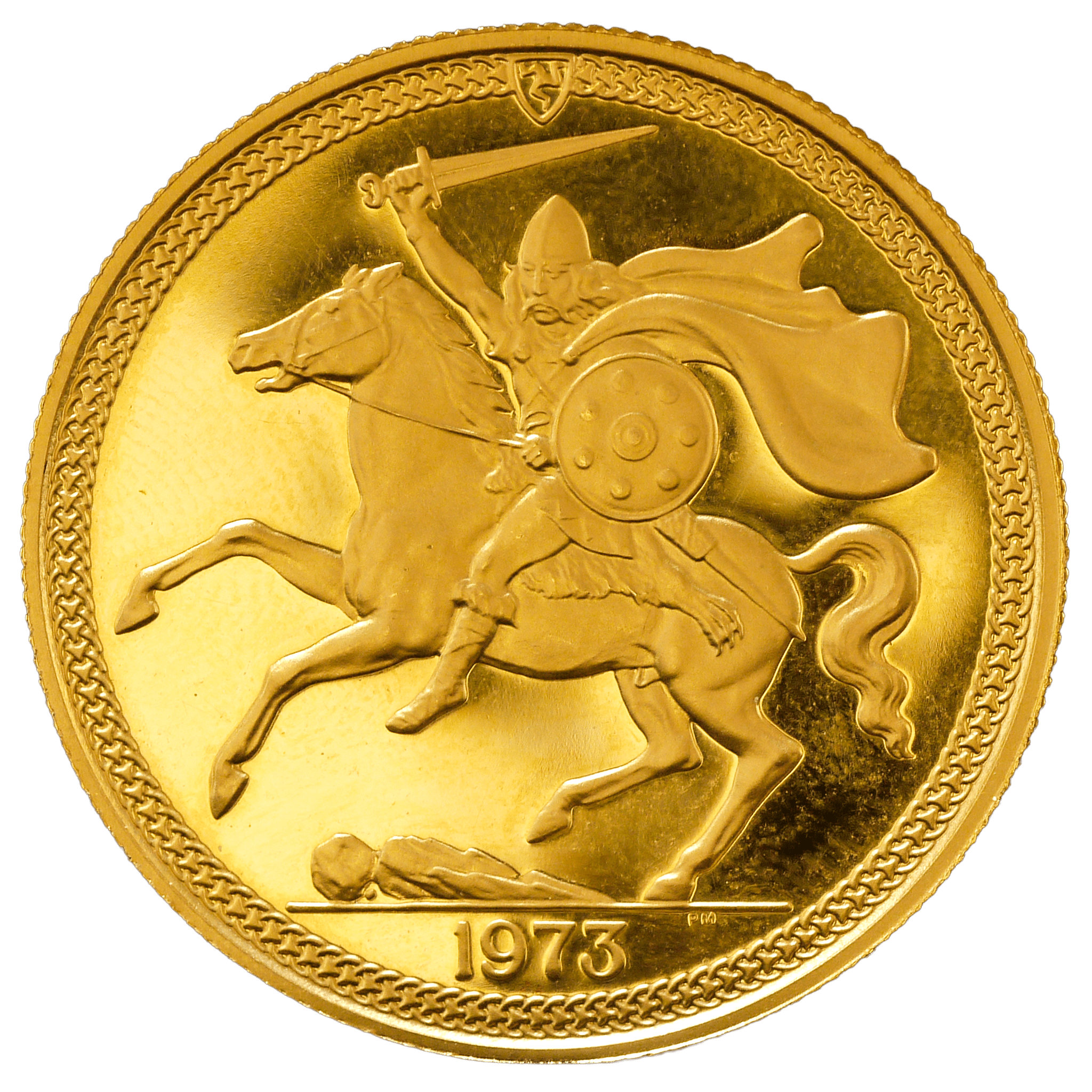 ジブラルタル 2ポンド金貨 1973年 ポブジョイ鋳 ヴァイキング