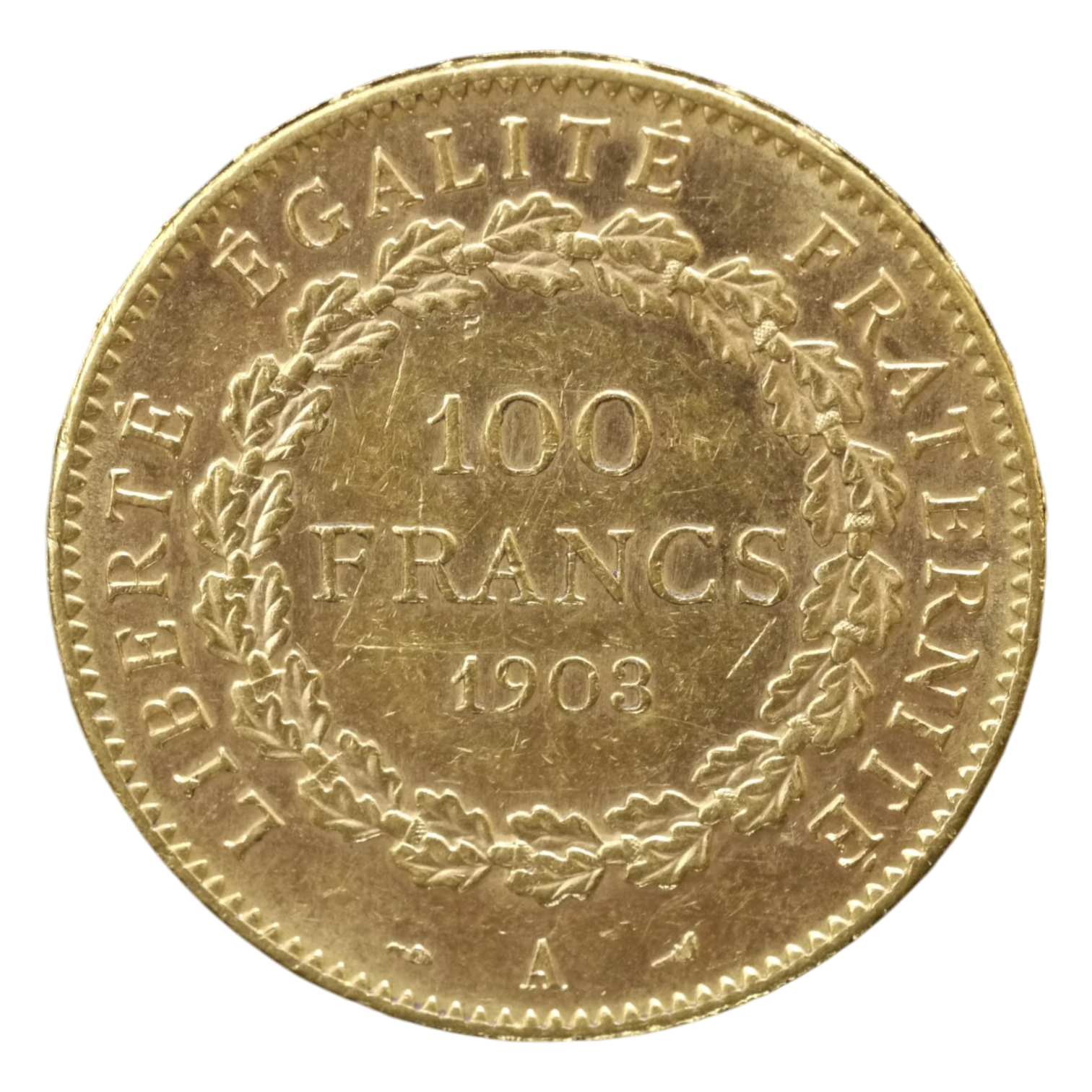 フランス 100フラン金貨 1903年 パリ鋳 法の天使 中特年