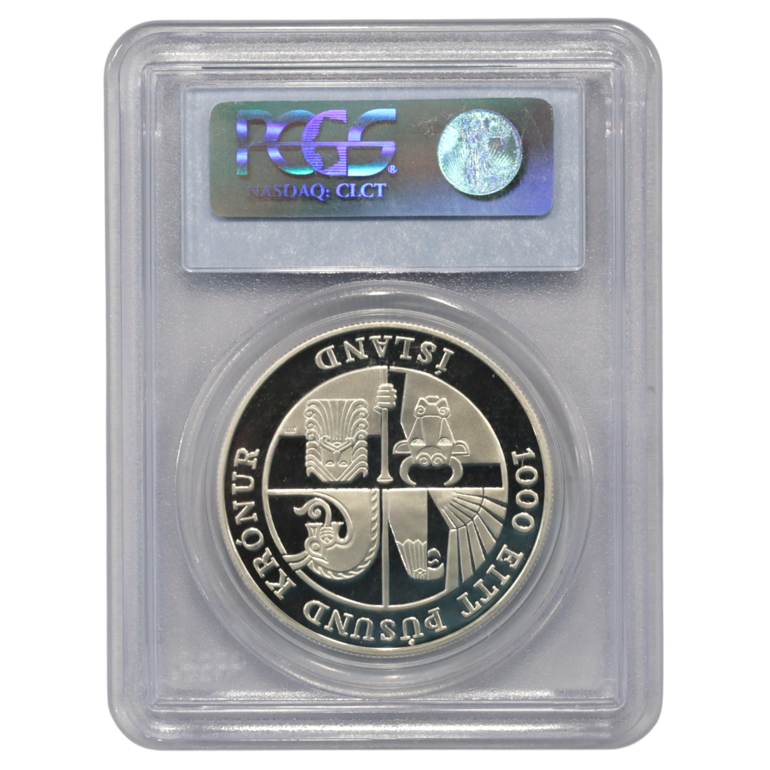 アイスランド 1000クローナ銀貨 2000年 フィラデルフィア鋳 探検家レイフ・エリクソン PCGS PR69DCAM