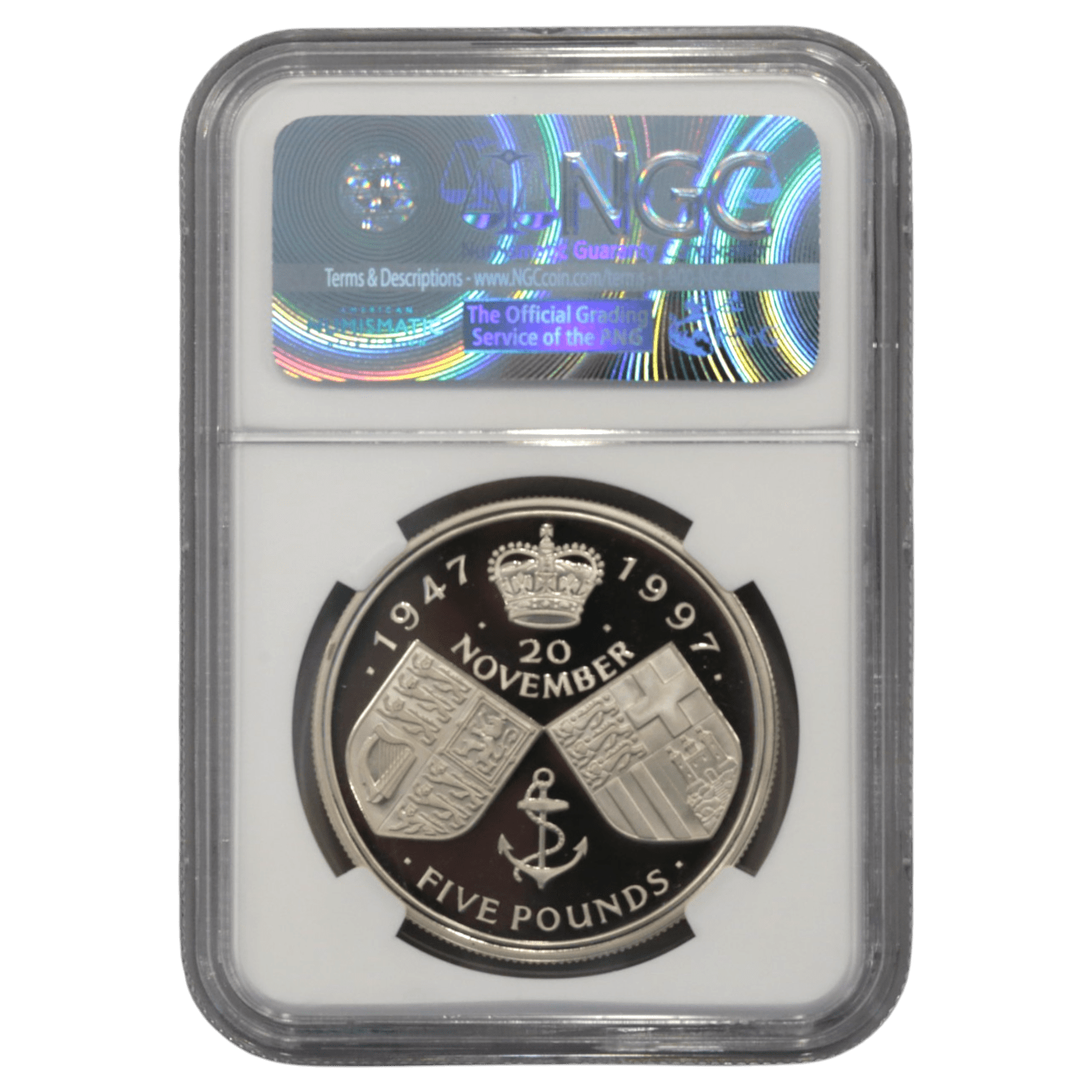 イギリス 5ポンド銀貨 1997年 ロンドン鋳 ロイヤルウェディング NGC PF69UC - NJ BUYER'S MARKETPLACE
