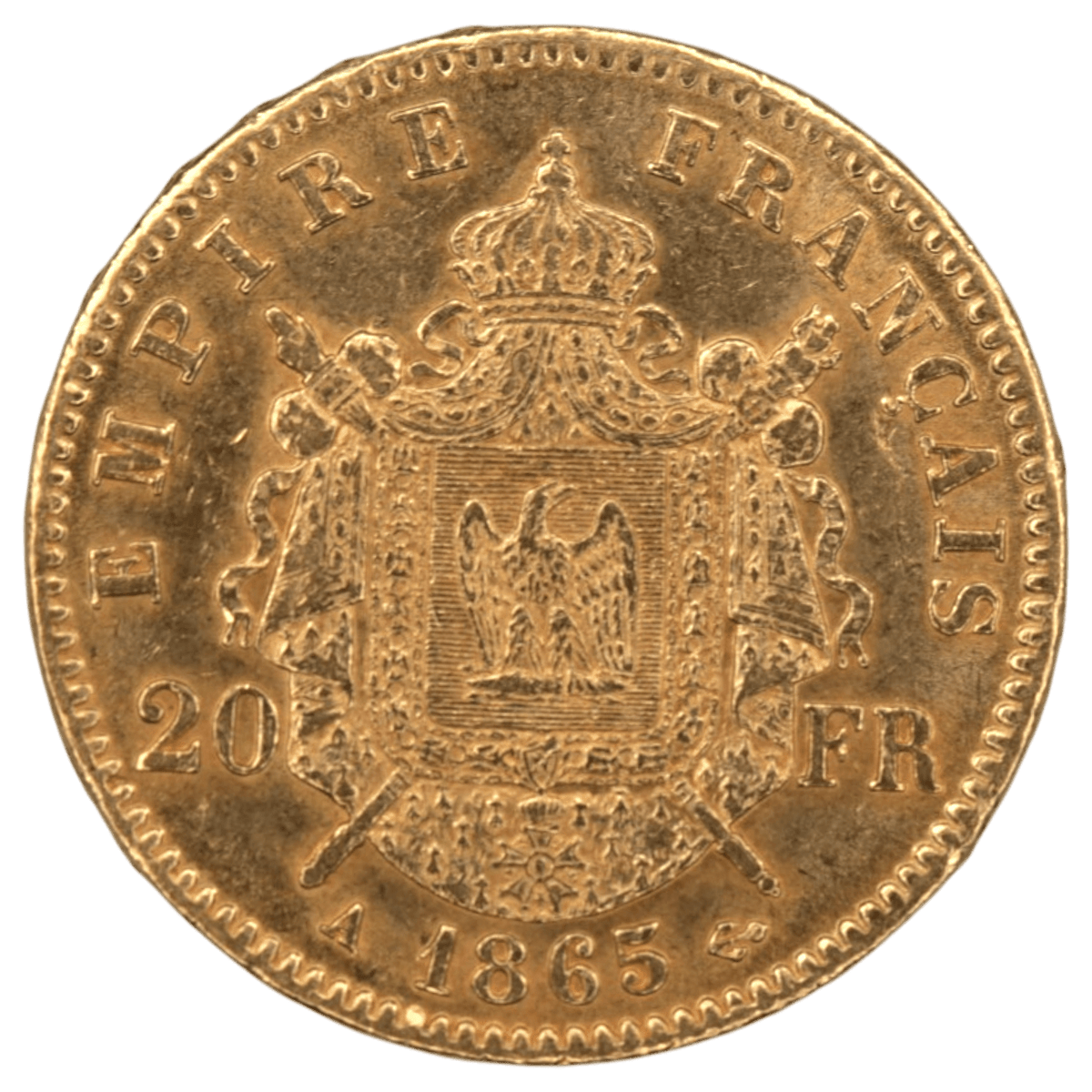 フランス 20フラン金貨 1865年 パリ鋳 ナポレオン3世 有冠 - NJ BUYER'S MARKETPLACE