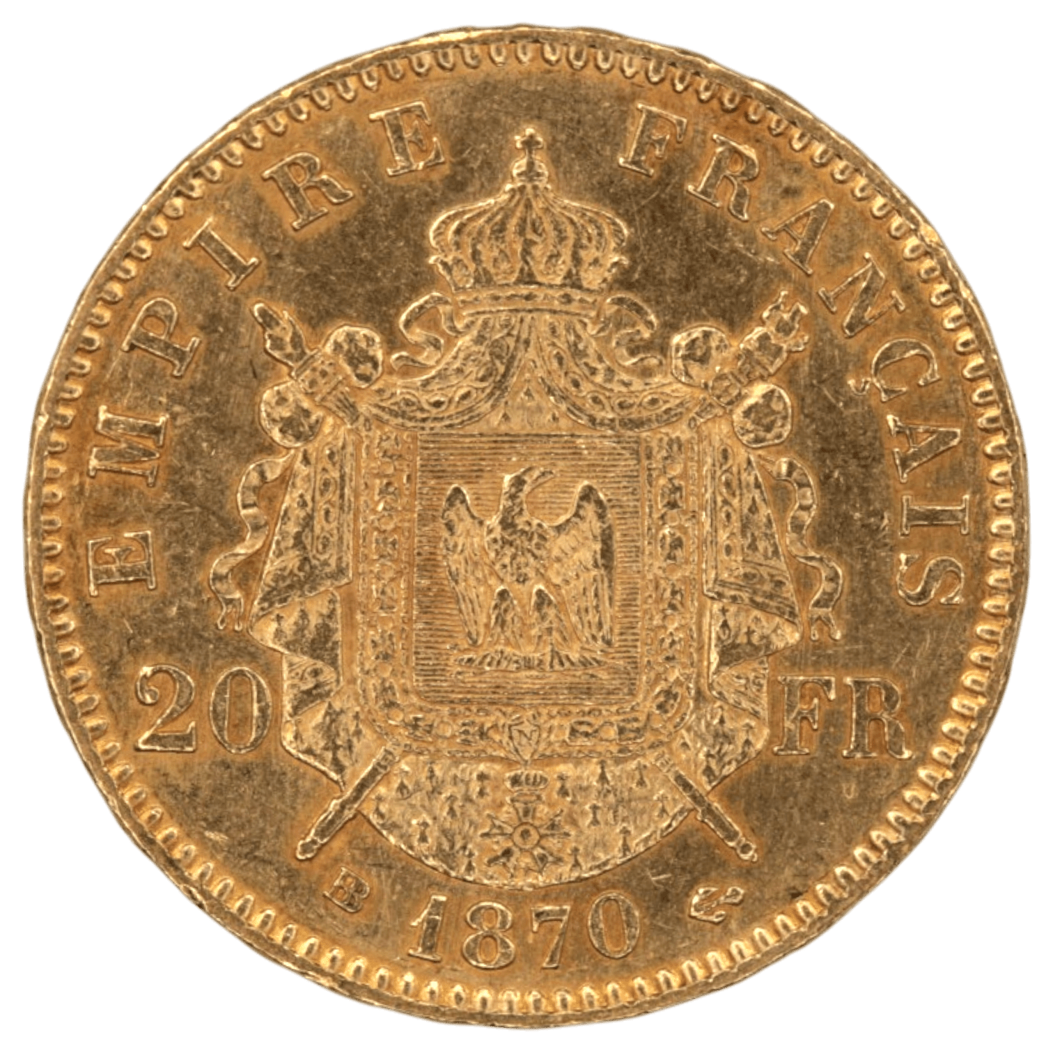 フランス 20フラン金貨 1870年 ストラスブール鋳 ナポレオン3世 有冠 - NJ BUYER'S MARKETPLACE