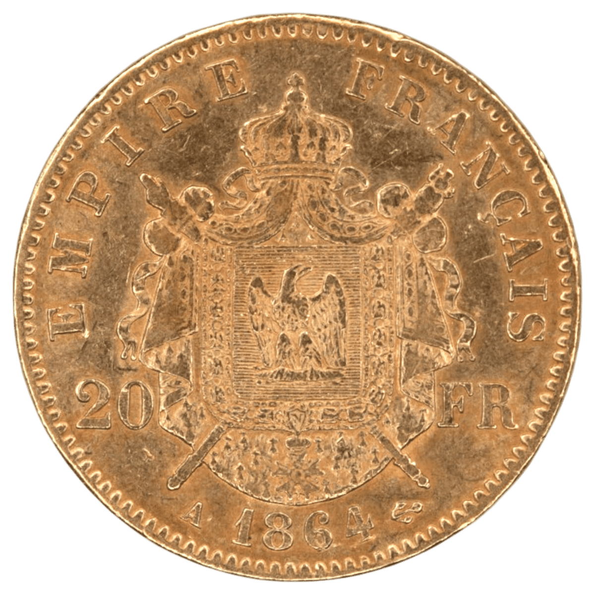 フランス 20フラン金貨 1864年 パリ鋳 ナポレオン3世 有冠 - NJ BUYER'S MARKETPLACE