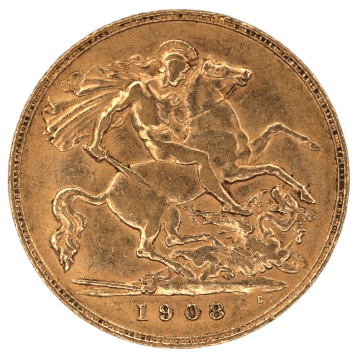 イギリス ソヴリン金貨 1908年 ロンドン鋳 エドワード7世 聖ジョージの竜退治 - NJ BUYER'S MARKETPLACE