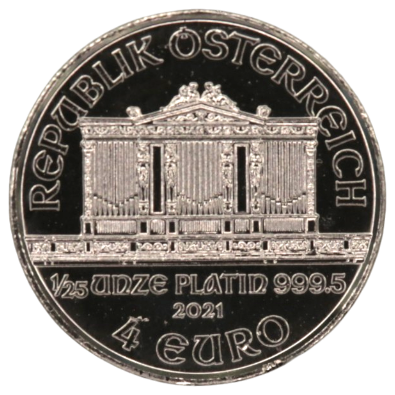 オーストリア 4ユーロプラチナ貨 2021年 ウィーン鋳 フィルハーモニー