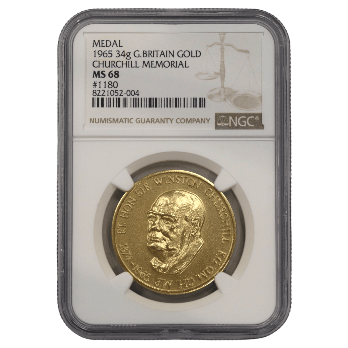 イギリス 金メダル 1965年 チャーチル追悼 NGC MS68 - NJ BUYER'S MARKETPLACE