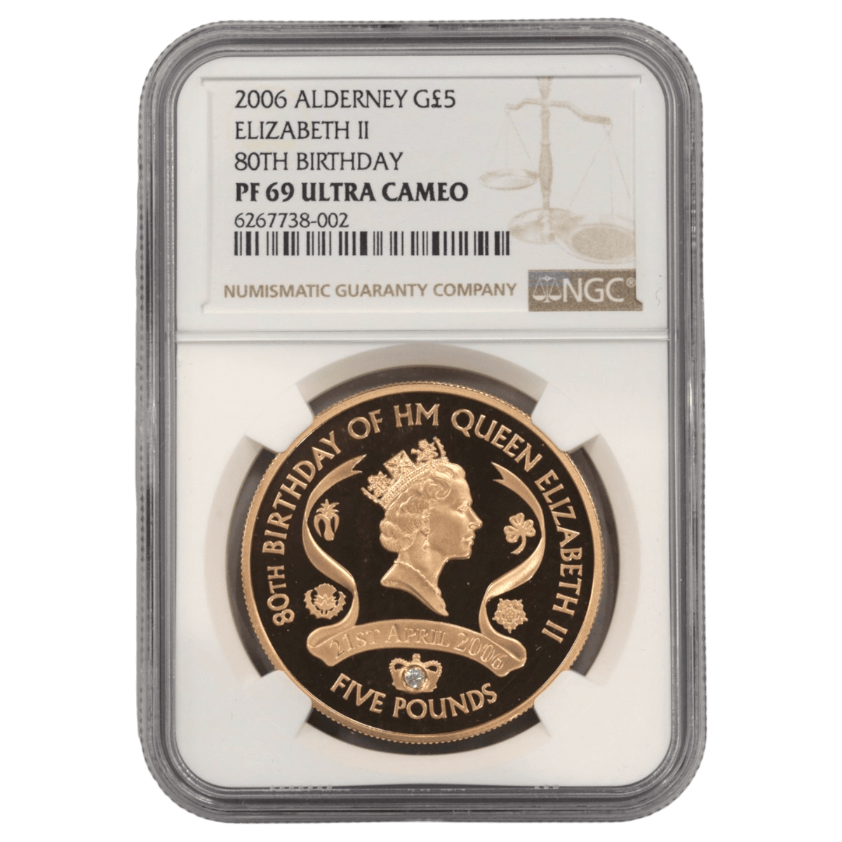 イギリス 5ポンド金貨 2006年 ロンドン鋳 エリザベス2世 生誕80周年 NGC PF69UC - NJ BUYER'S MARKETPLACE