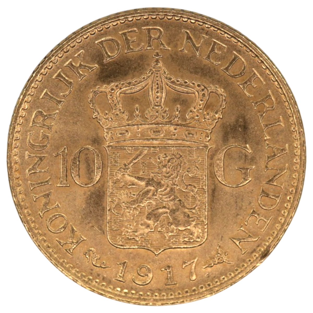 オランダ 10グルデン金貨 1917年 ユトレヒト鋳 ウィルヘルミナ