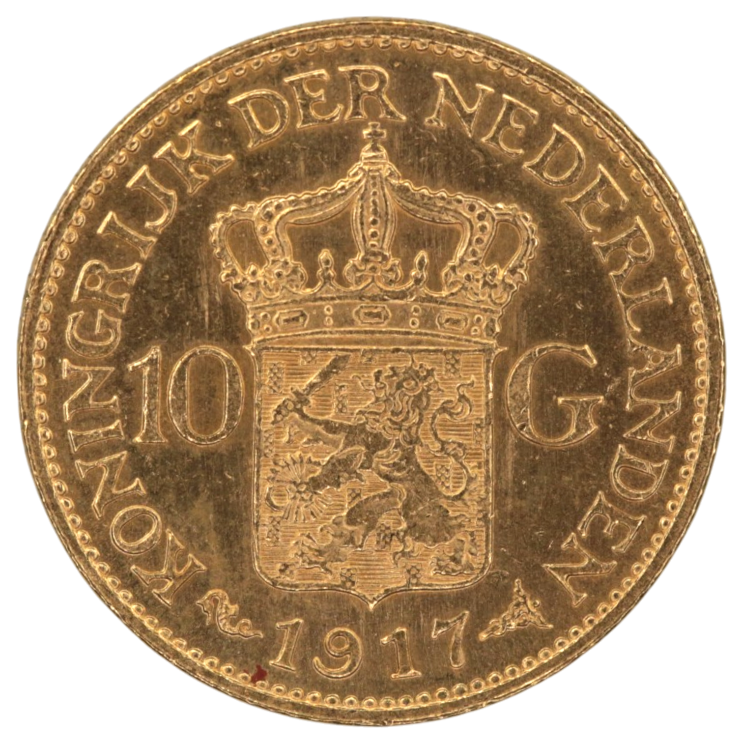 オランダ 10グルデン金貨 1917年 ウィルヘルミナ
