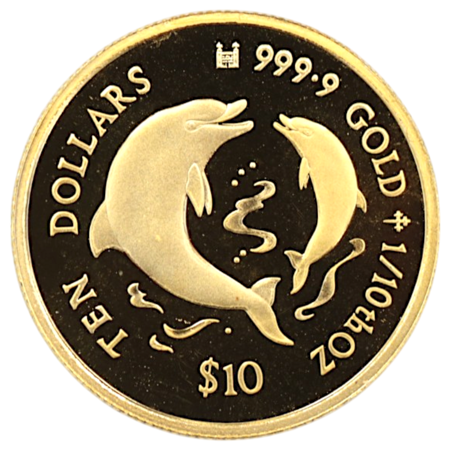 クック島 10ドル金貨 1998年 イルカ エリザベス2世