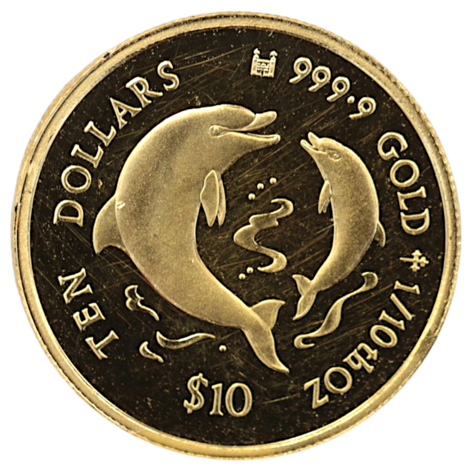 クック島 10ドル金貨 1998年 イルカ エリザベス2世