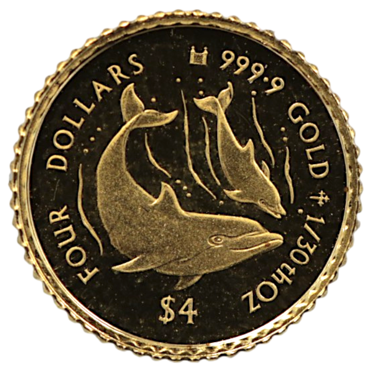 クック島 4ドル金貨 1995年 イルカ エリザベス2世
