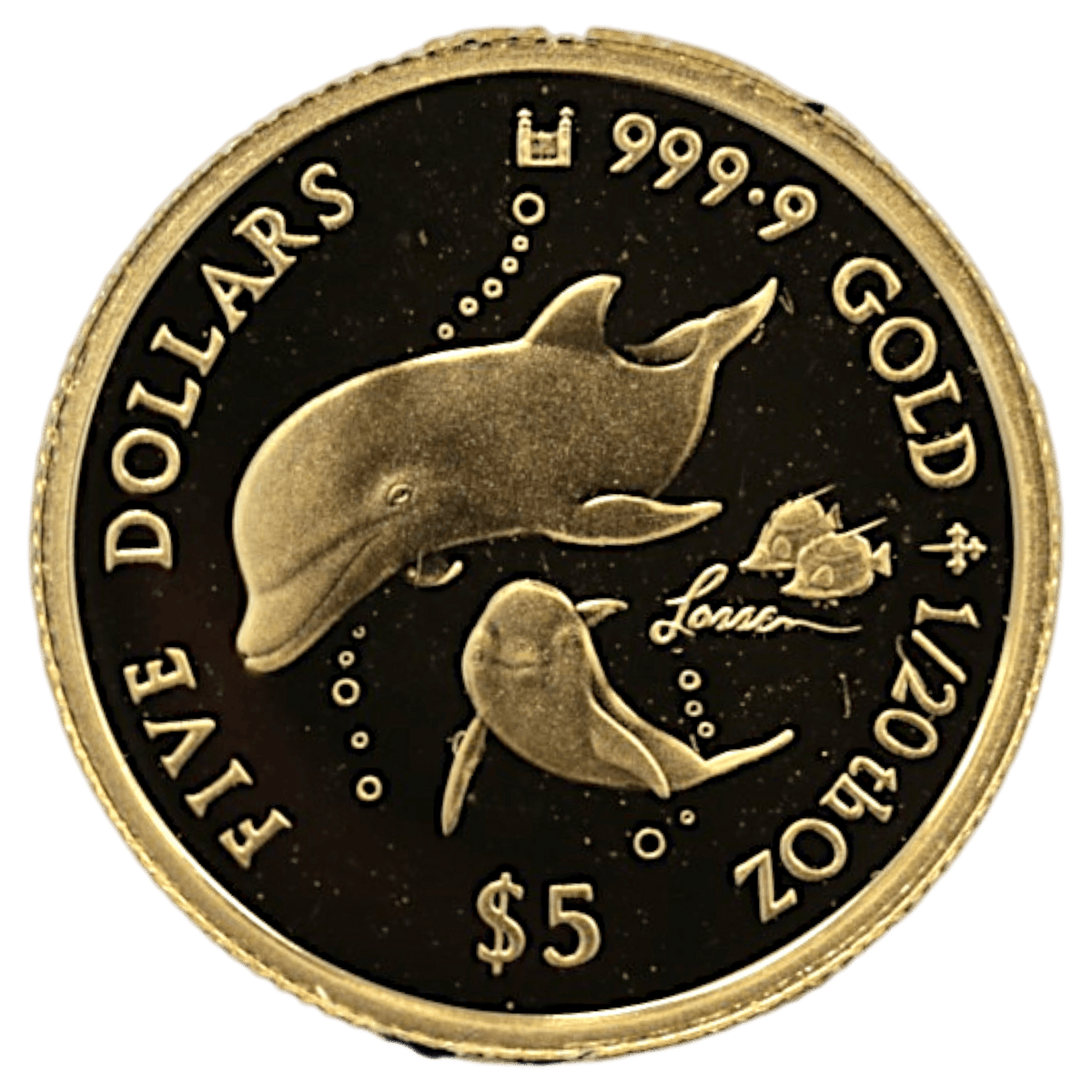 クック島 5ドル金貨 1999年 イルカ エリザベス2世 - NJ BUYER'S MARKETPLACE