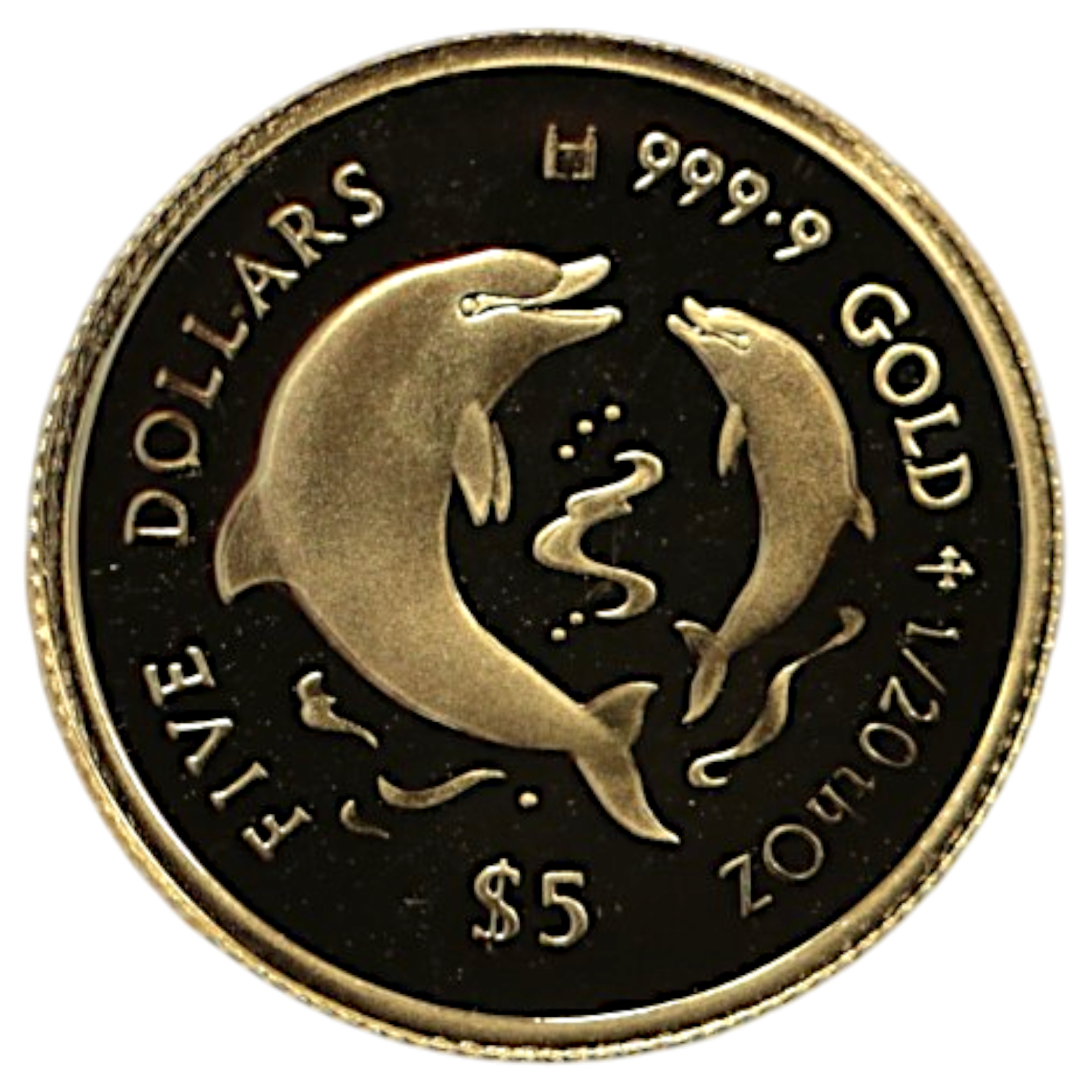 クック島 5ドル金貨 1998年 イルカ エリザベス2世