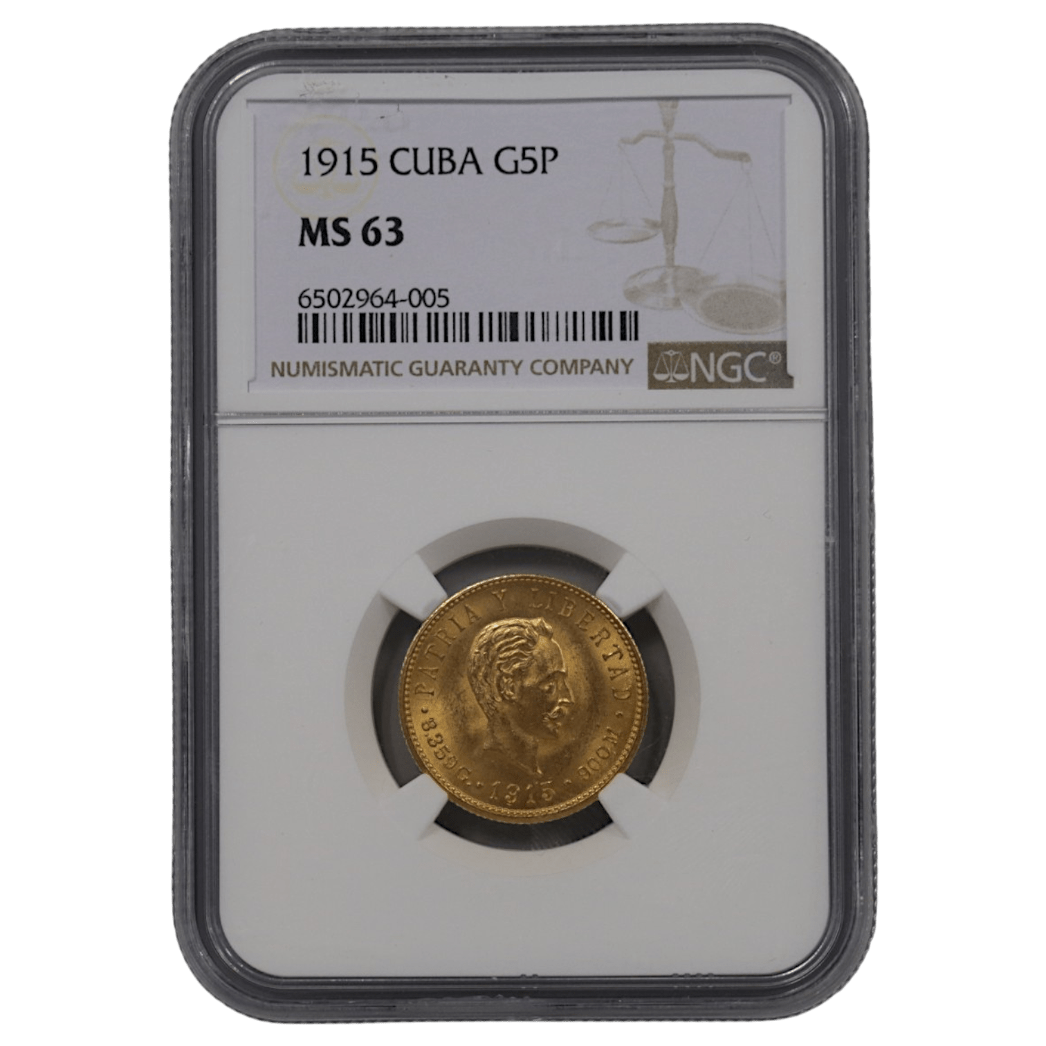 キューバ 5ペソ金貨 1915年 NGC MS63 - NJ BUYER'S MARKETPLACE