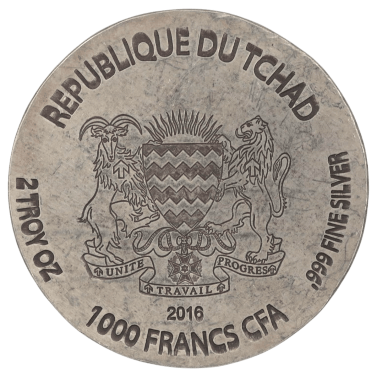 チャド 1000フラン銀貨 2016年 スコッツデール鋳 ホルス チャド国章