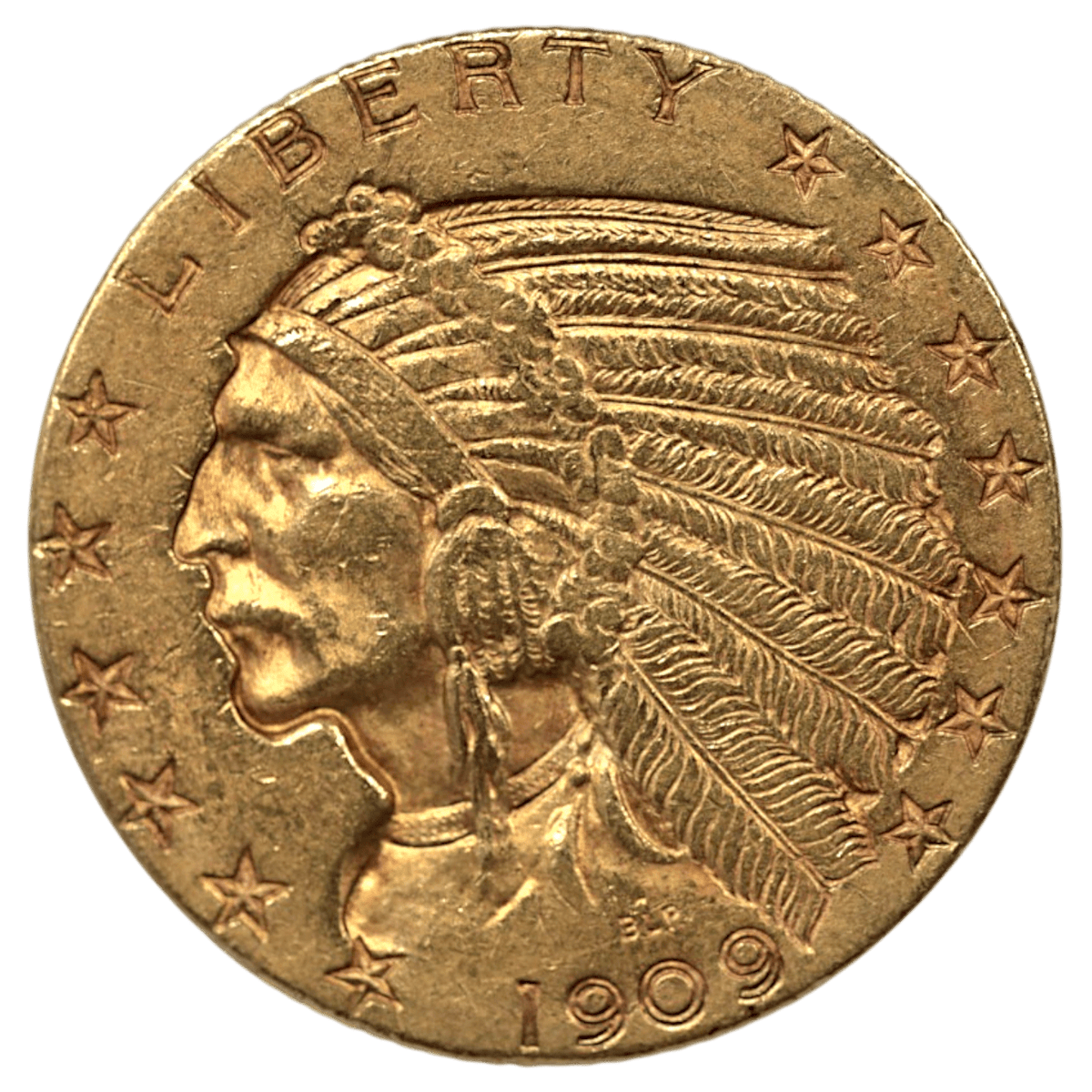 アメリカ 5ドル金貨 1909年 サンフランシスコ鋳 インディアン - NJ BUYER'S MARKETPLACE