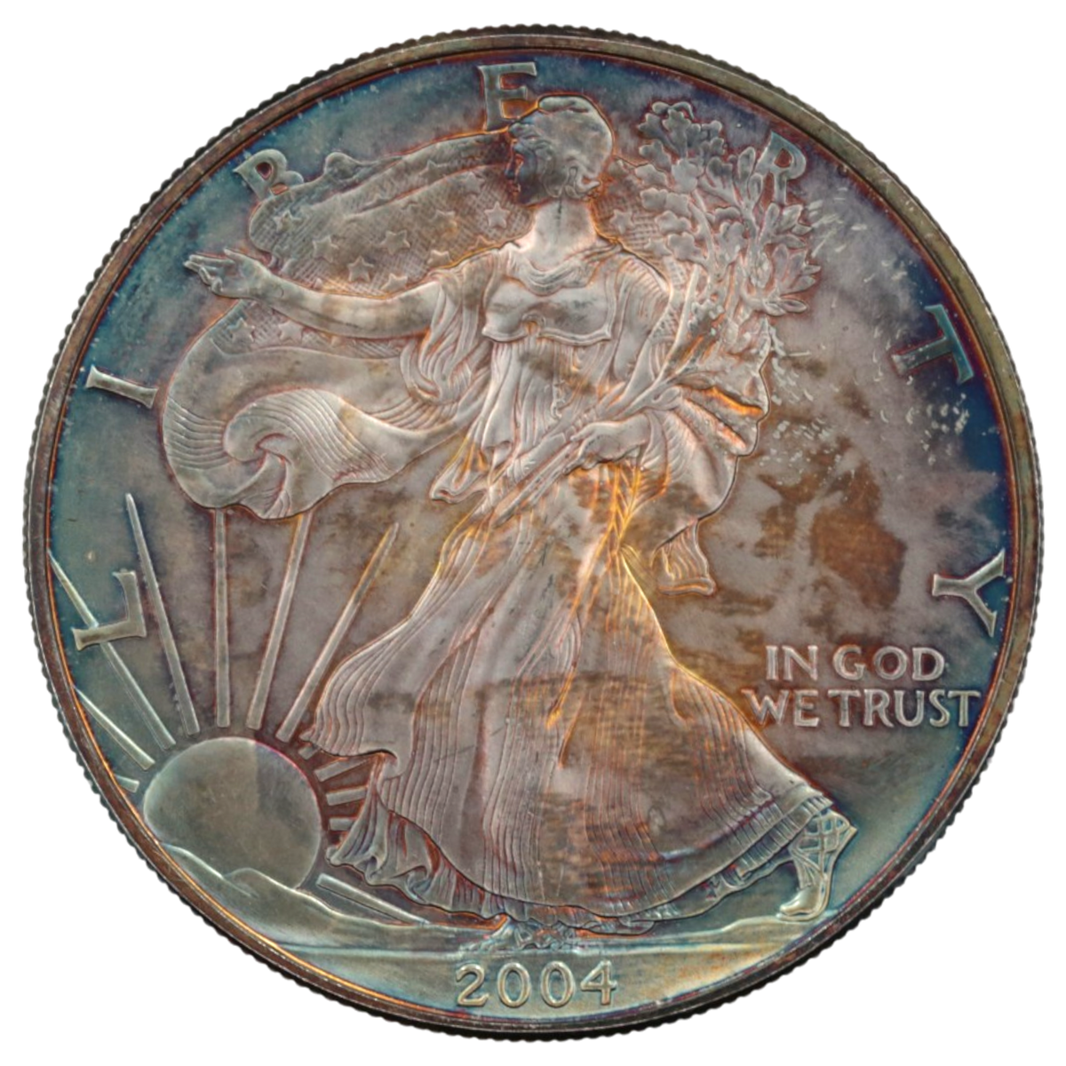 アメリカ 1ドル銀貨 2004年 リバティ イーグル レインボートーン