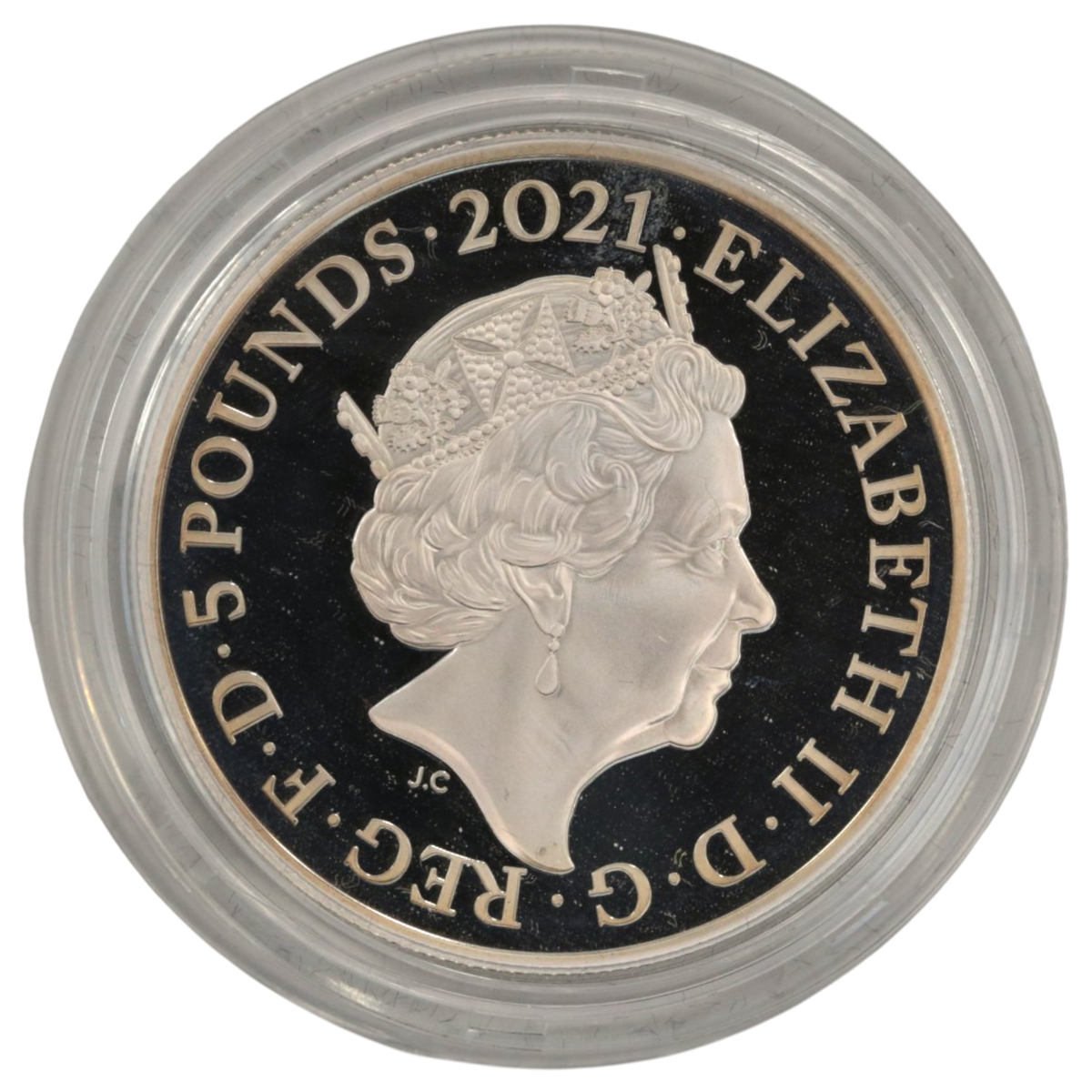 イギリス 5ポンド銀貨 2021年 ロンドン鋳 エディンバラ公フィリップ エリザベス2世 元箱・保証書付属