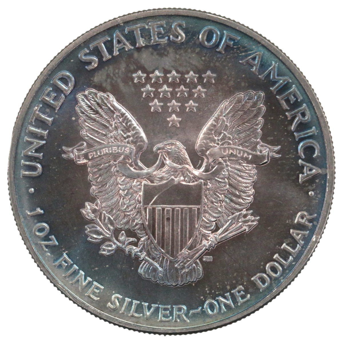 アメリカ 1ドル銀貨 1990年 リバティ イーグル レインボートーン
