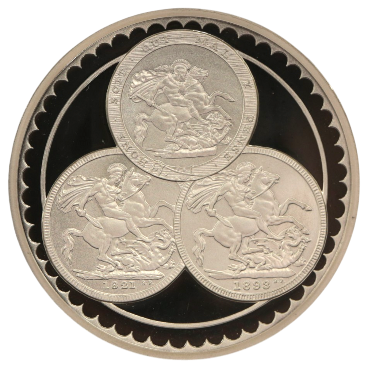 イギリス メダリック・クラウン銀貨 ピストルッチ 聖ジョージの竜退治