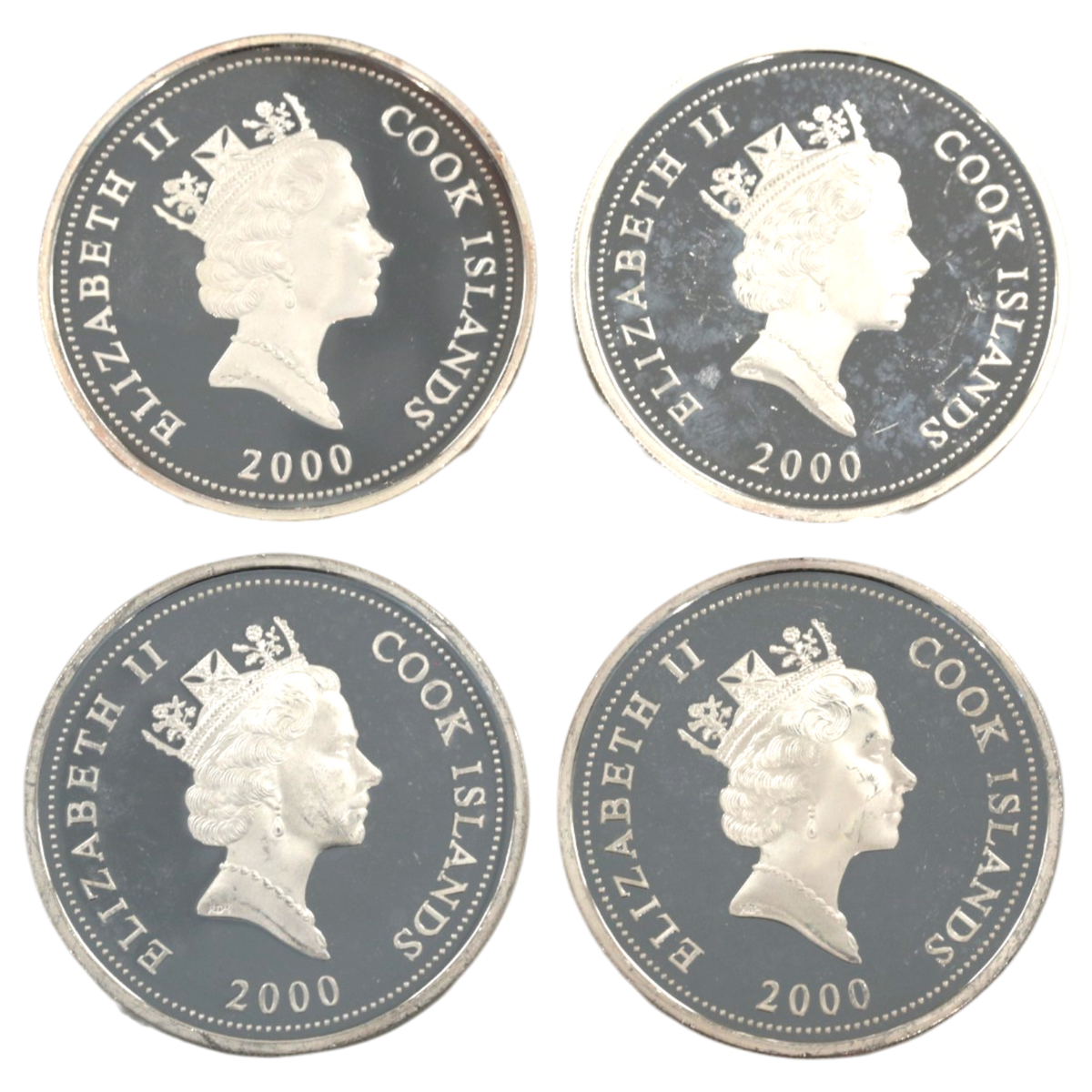クック島 1ドル銀貨 2000年 4枚セット 昆虫シリーズ エリザベス2世 カラープリント