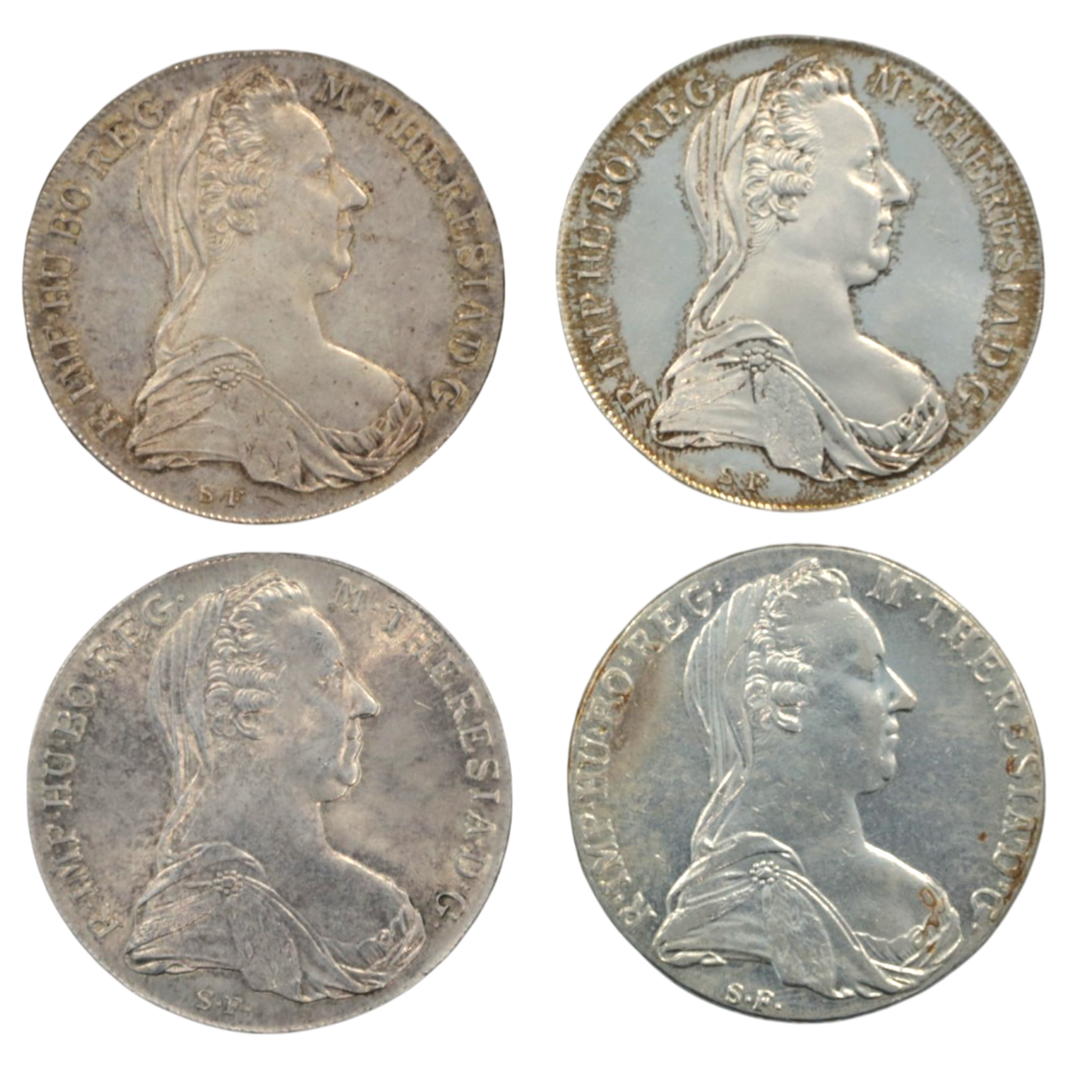 オーストリア ターレル銀貨 1780年銘 4枚セット マリア=テレジア 双頭の鷲紋章