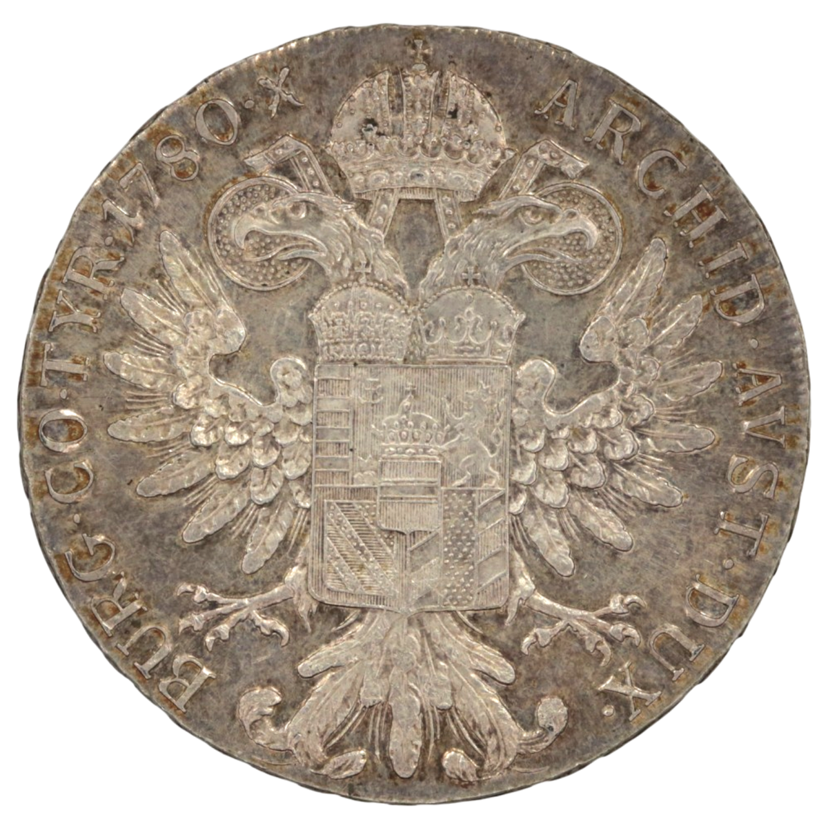 オーストリア ターレル銀貨 1780年銘 4枚セット マリア=テレジア 双頭の鷲紋章