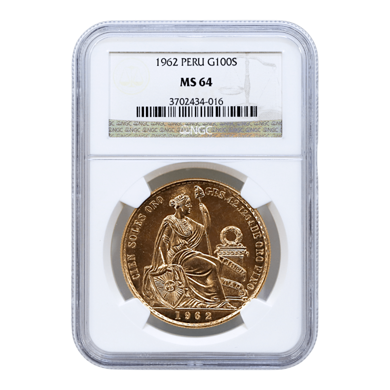 ペルー 100ソル金貨 1962年 リマ鋳 リバティ NGC MS64 - NJ BUYER'S MARKETPLACE