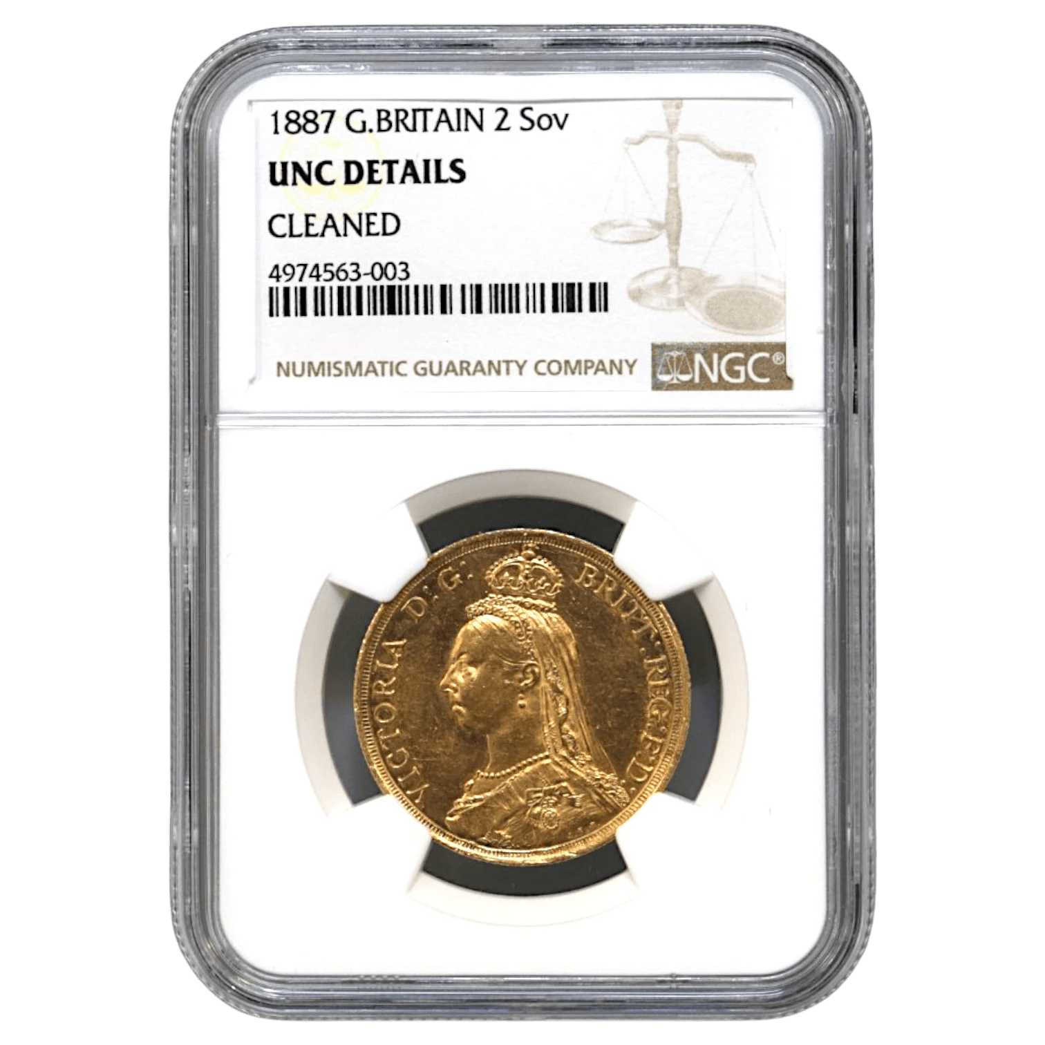 イギリス 2ポンド金貨 1887年 ロンドン鋳 ヴィクトリア NGC UNC Details - NJ BUYER'S MARKETPLACE