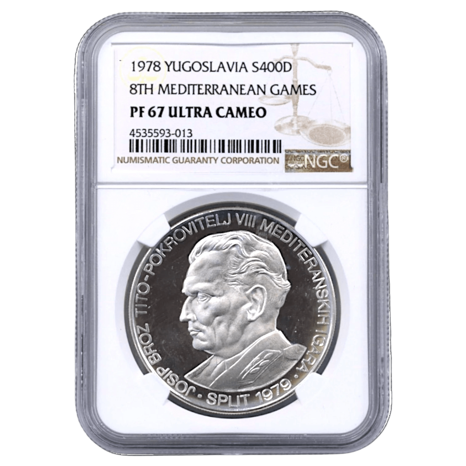 ユーゴスラヴィア 400ディナーラ銀貨 1978年 マイダンペク鋳 第8回地中海競技大会 NGC PF67UC - NJ BUYER'S MARKETPLACE