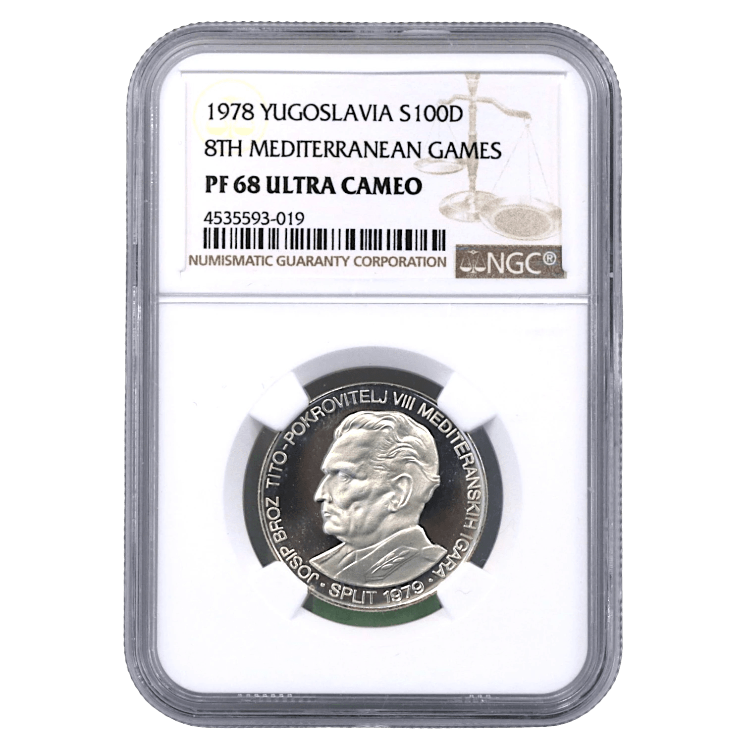 ユーゴスラヴィア 100ディナーラ銀貨 1978年 マイダンペク鋳 第8回地中海競技大会 NGC PF68UC - NJ BUYER'S MARKETPLACE