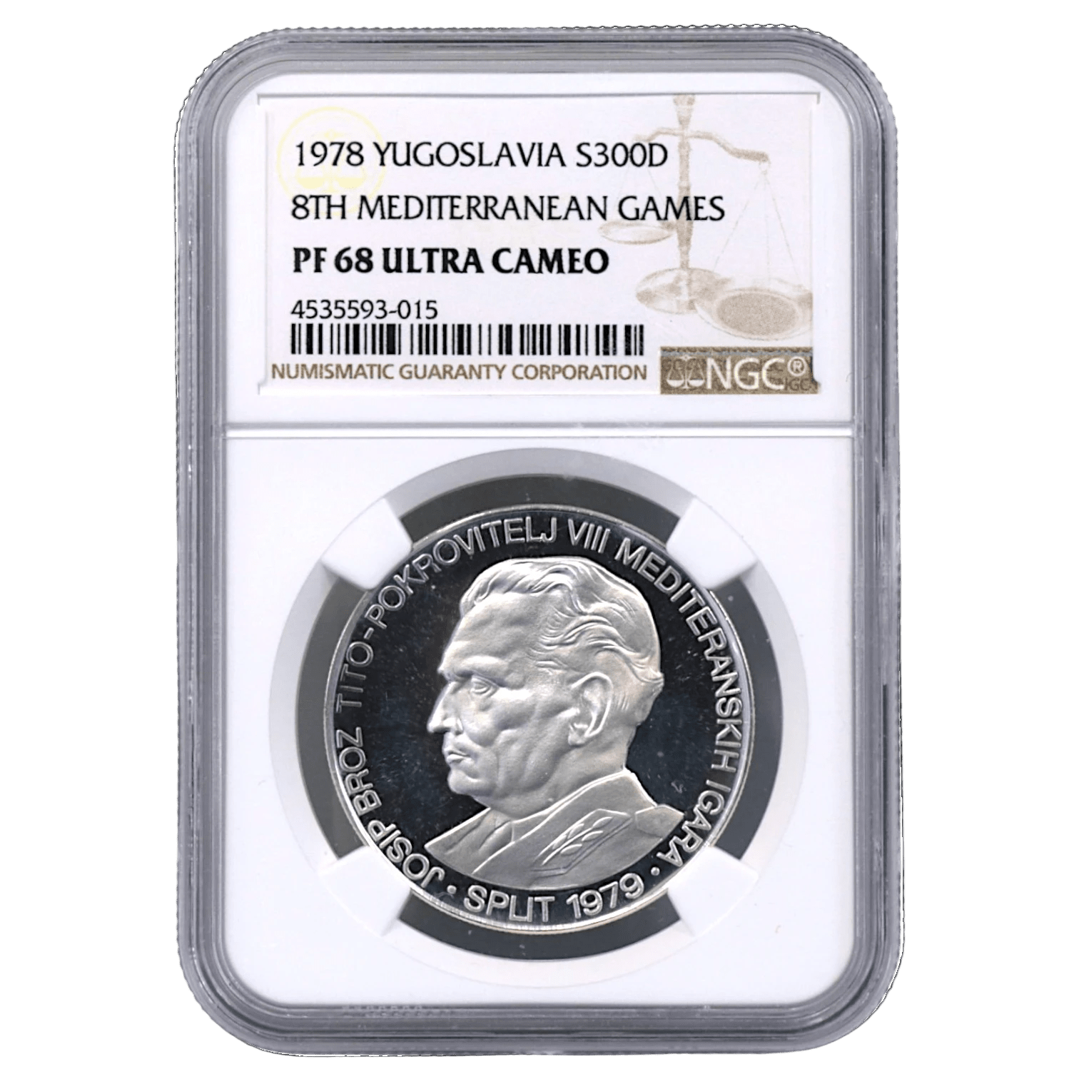 ユーゴスラヴィア 300ディナーラ銀貨 1978年 マイダンペク鋳 第8回地中海競技大会 NGC PF68UC - NJ BUYER'S MARKETPLACE