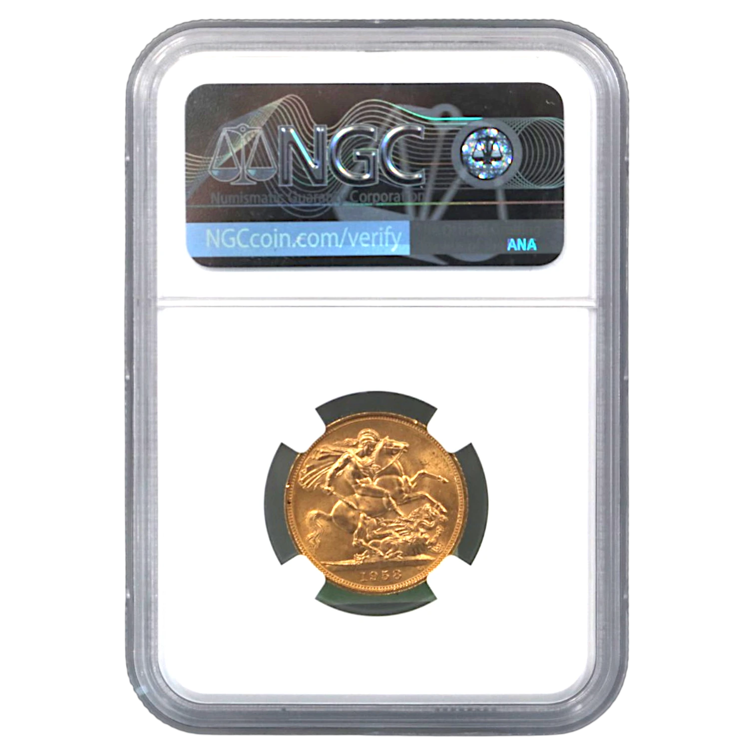 イギリス ソヴリン金貨 1958年 ロンドン鋳 エリザベス2世 MS66