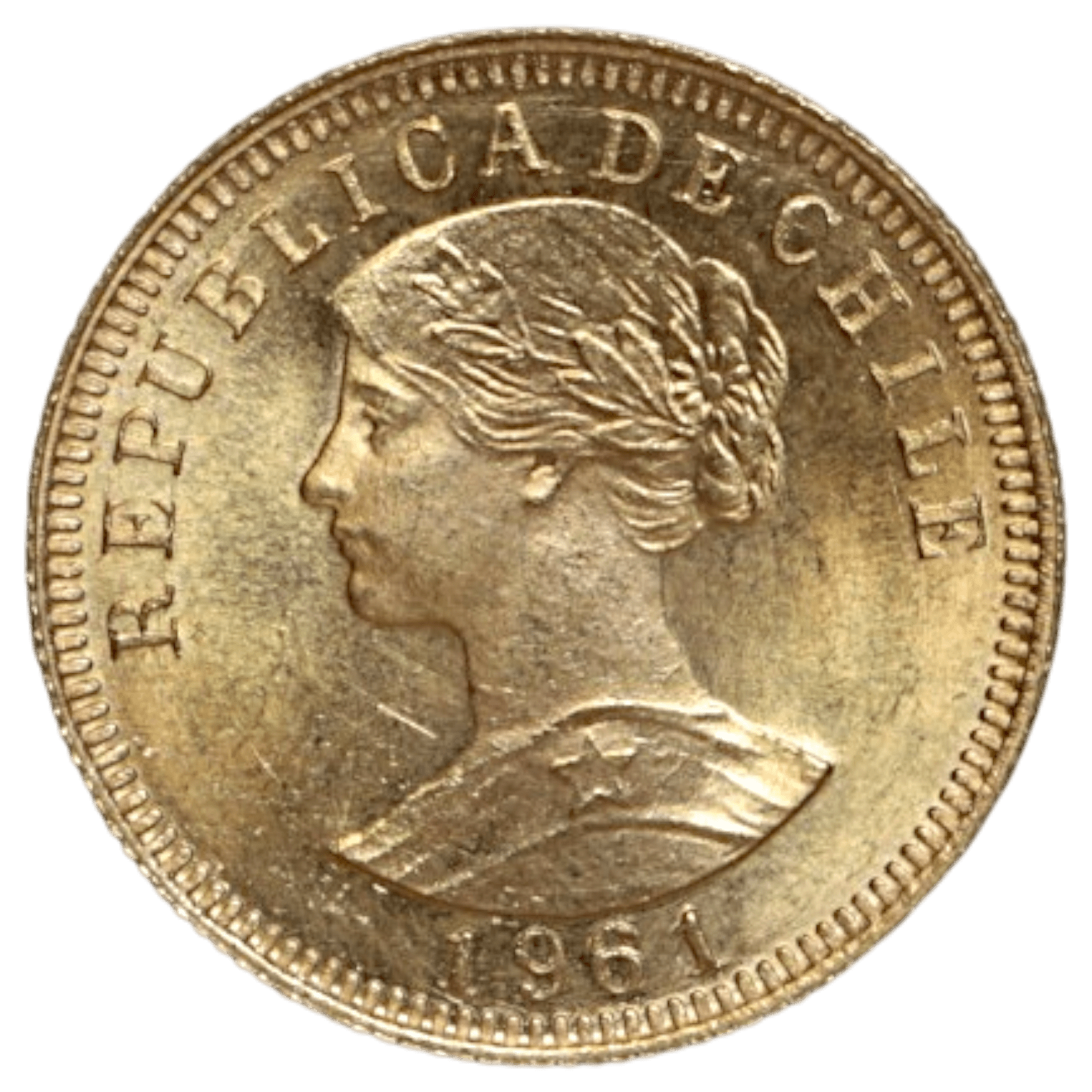 チリ 50ペソ金貨 1961年 サンディエゴ鋳 女性像 - NJ BUYER'S MARKETPLACE