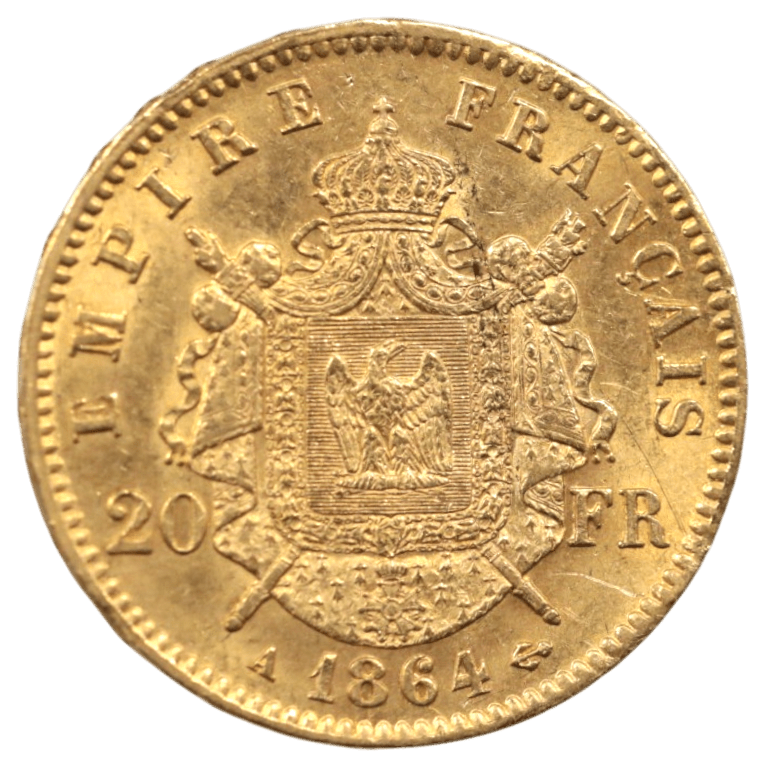 フランス 20フラン金貨 1864年 パリ鋳 ナポレオン3世 有冠 - NJ BUYER'S MARKETPLACE