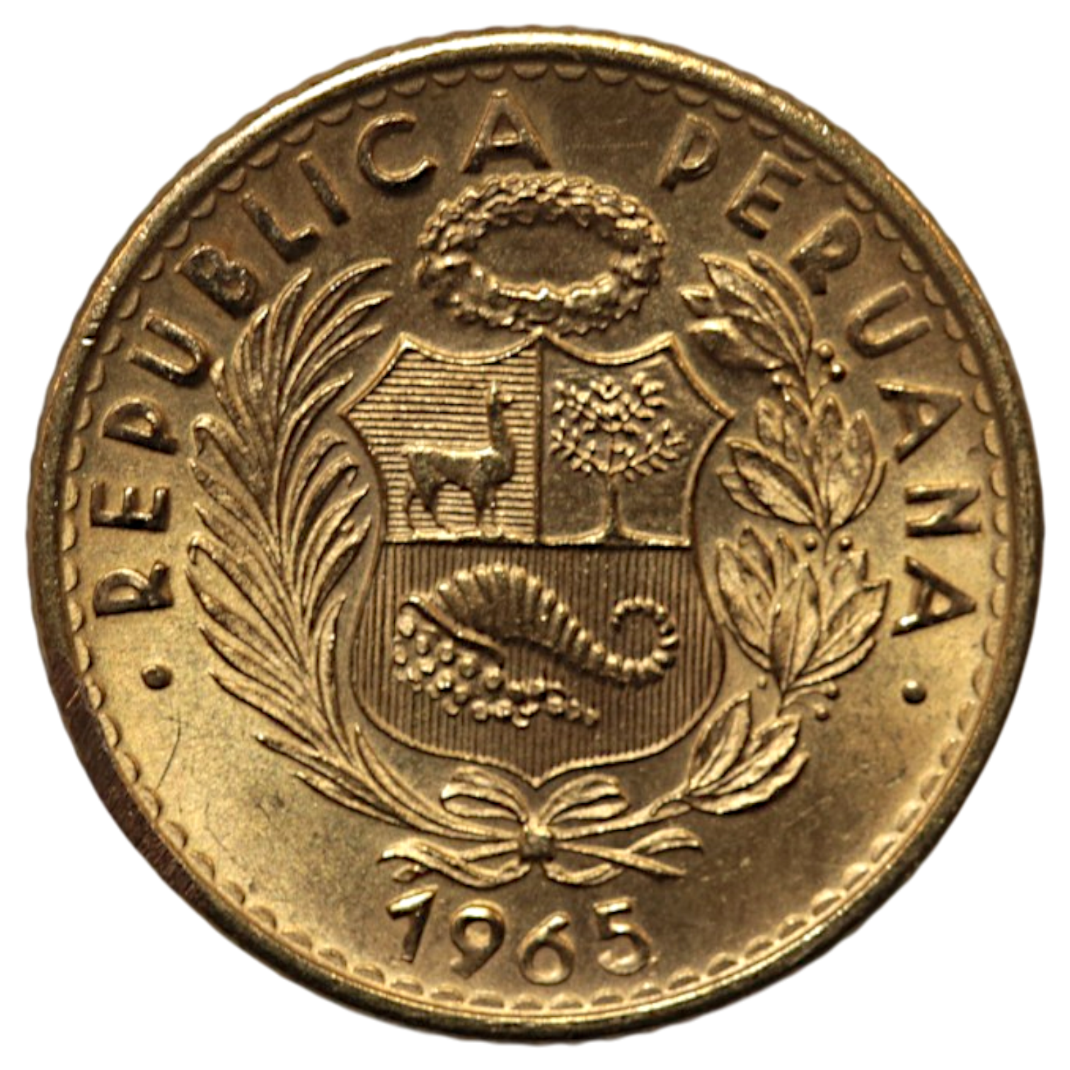 ペルー 10ソル金貨 1965年 リマ鋳 リバティ