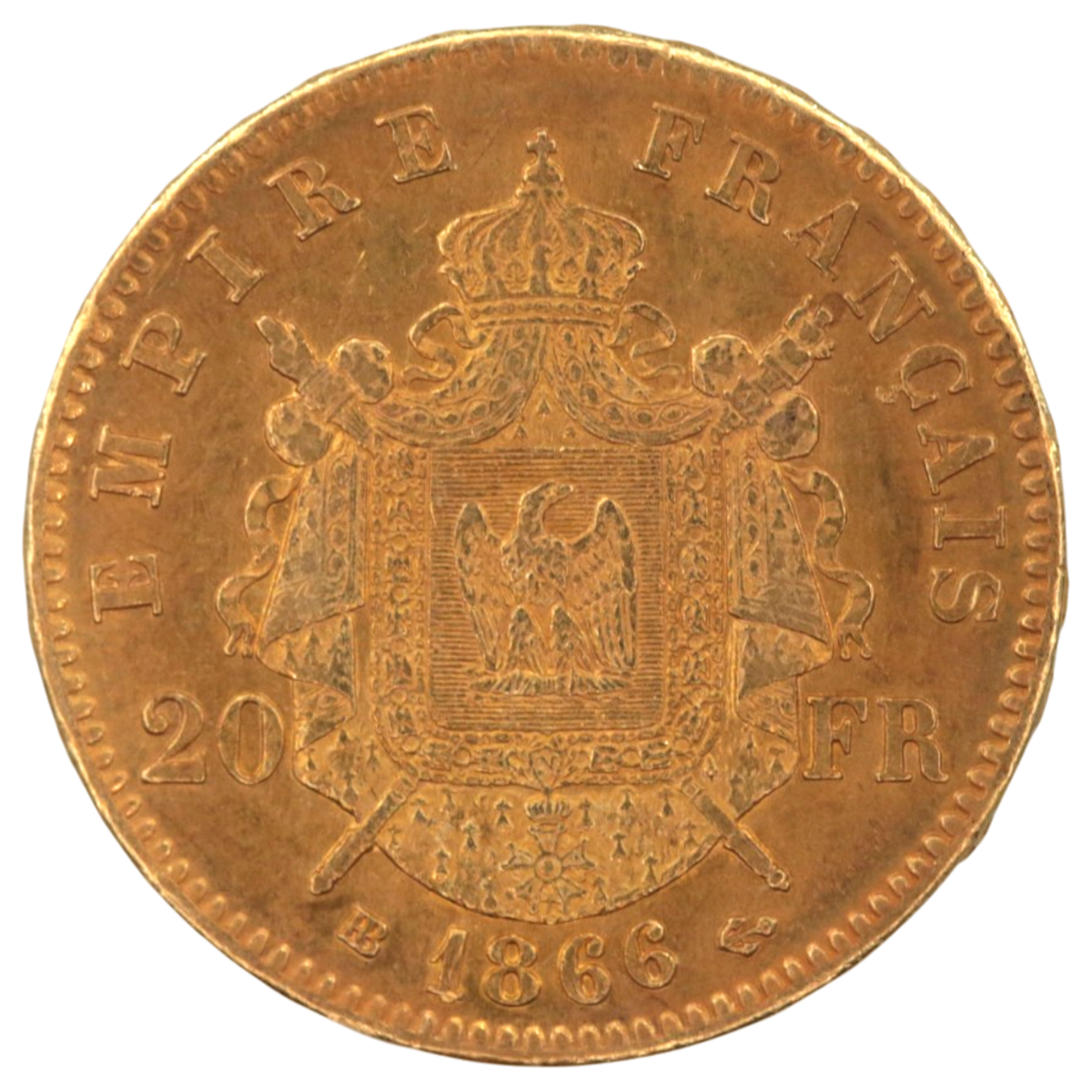 フランス 20フラン金貨 1866年 ストラスブール鋳 ナポレオン3世