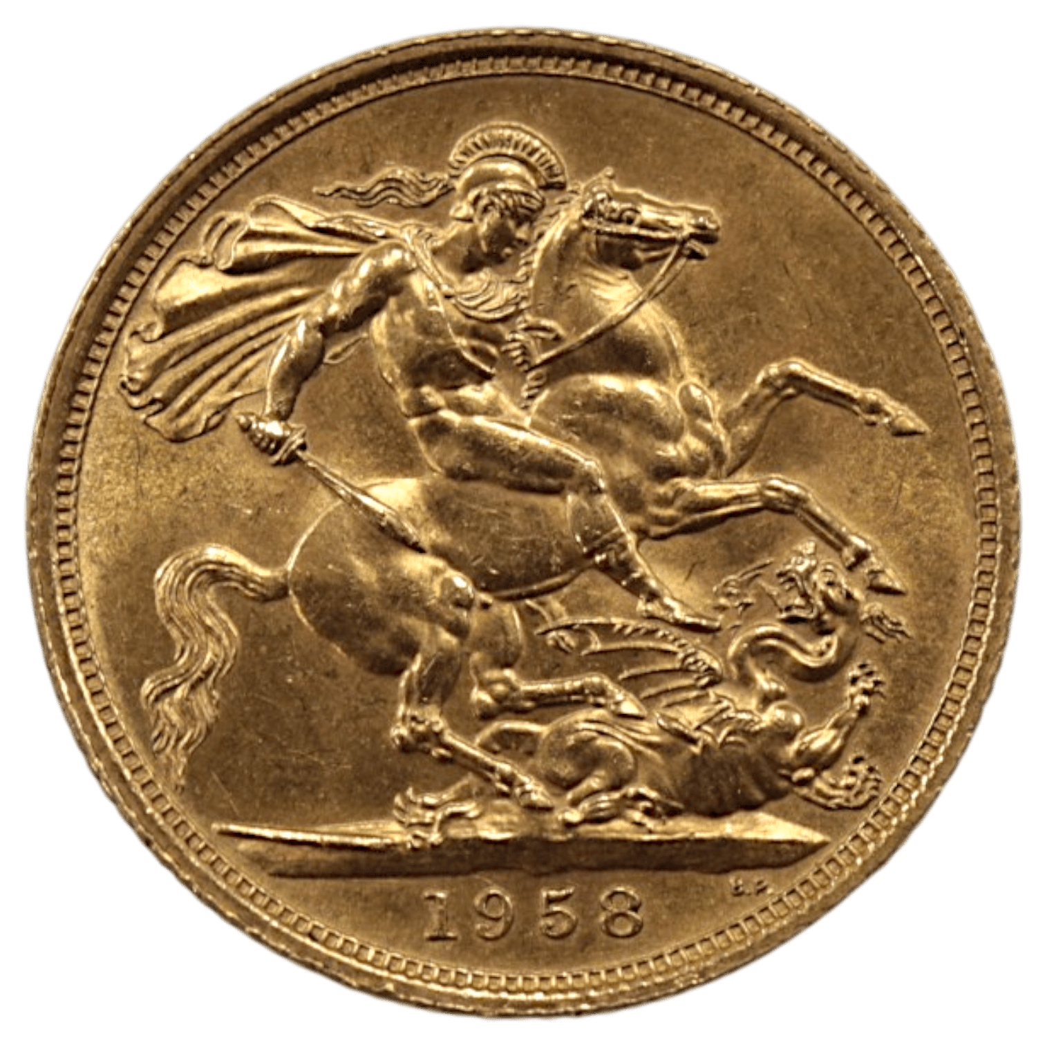 イギリス ソヴリン金貨 1958年 ロンドン鋳 エリザベス2世 聖ジョージの竜退治 - NJ BUYER'S MARKETPLACE