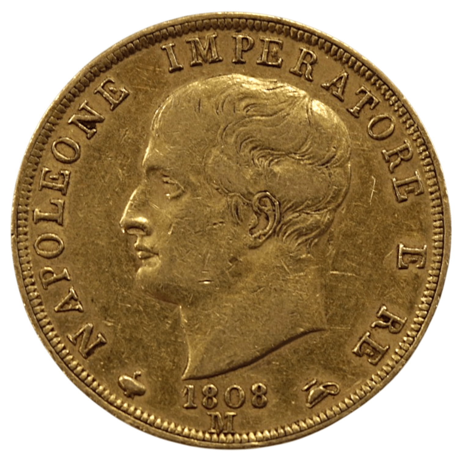 イタリア 40リレ金貨 1808年 ミラノ鋳 ナポレオン1世 無冠 - NJ BUYER'S MARKETPLACE