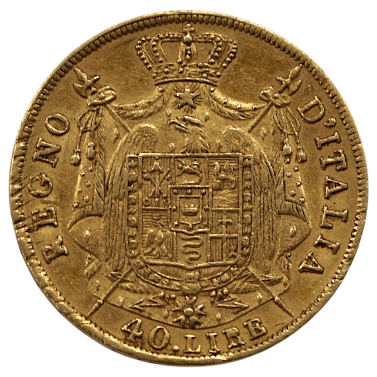 イタリア 40リレ金貨 1808年 ミラノ鋳 ナポレオン1世 無冠 - NJ BUYER'S MARKETPLACE