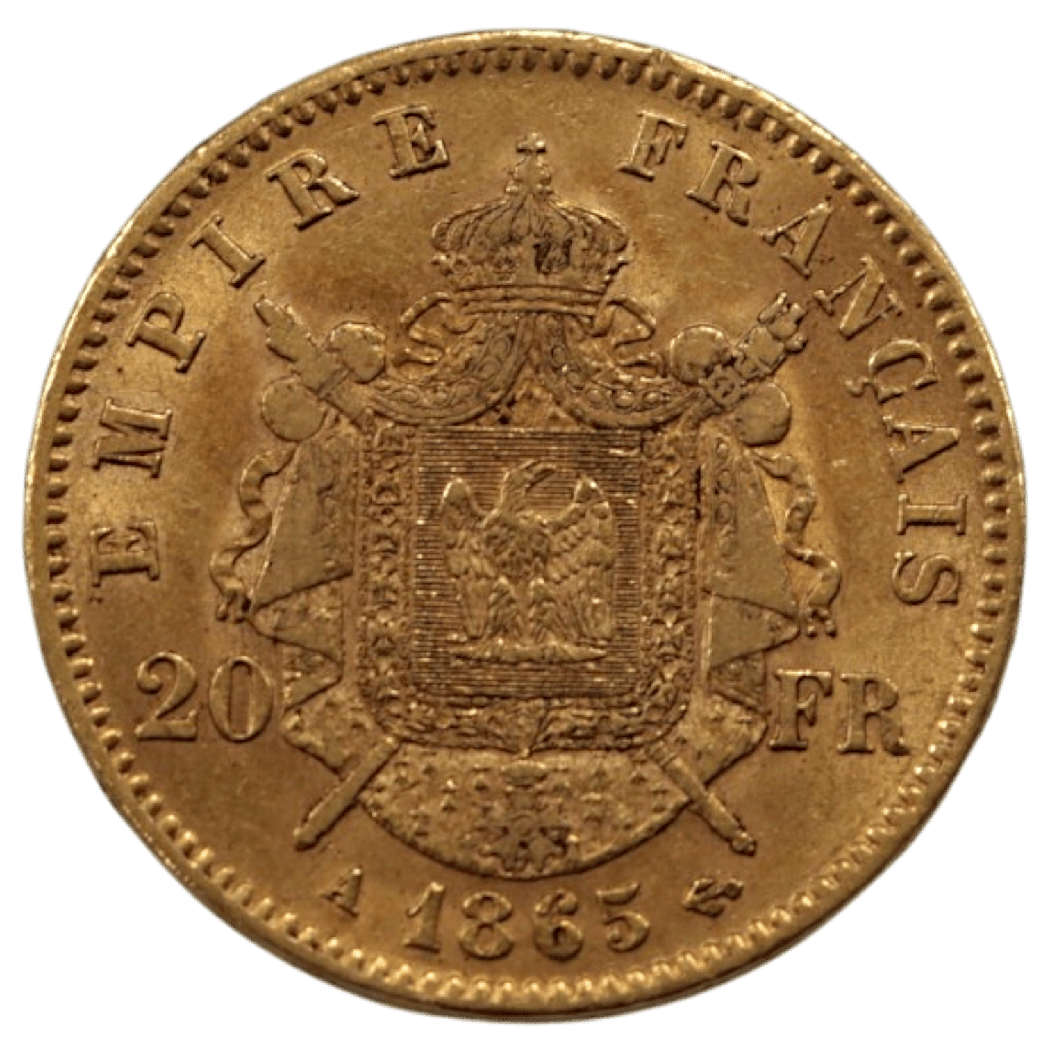 フランス 20フラン金貨 1865年 パリ鋳 ナポレオン3世 有冠 - NJ BUYER'S MARKETPLACE