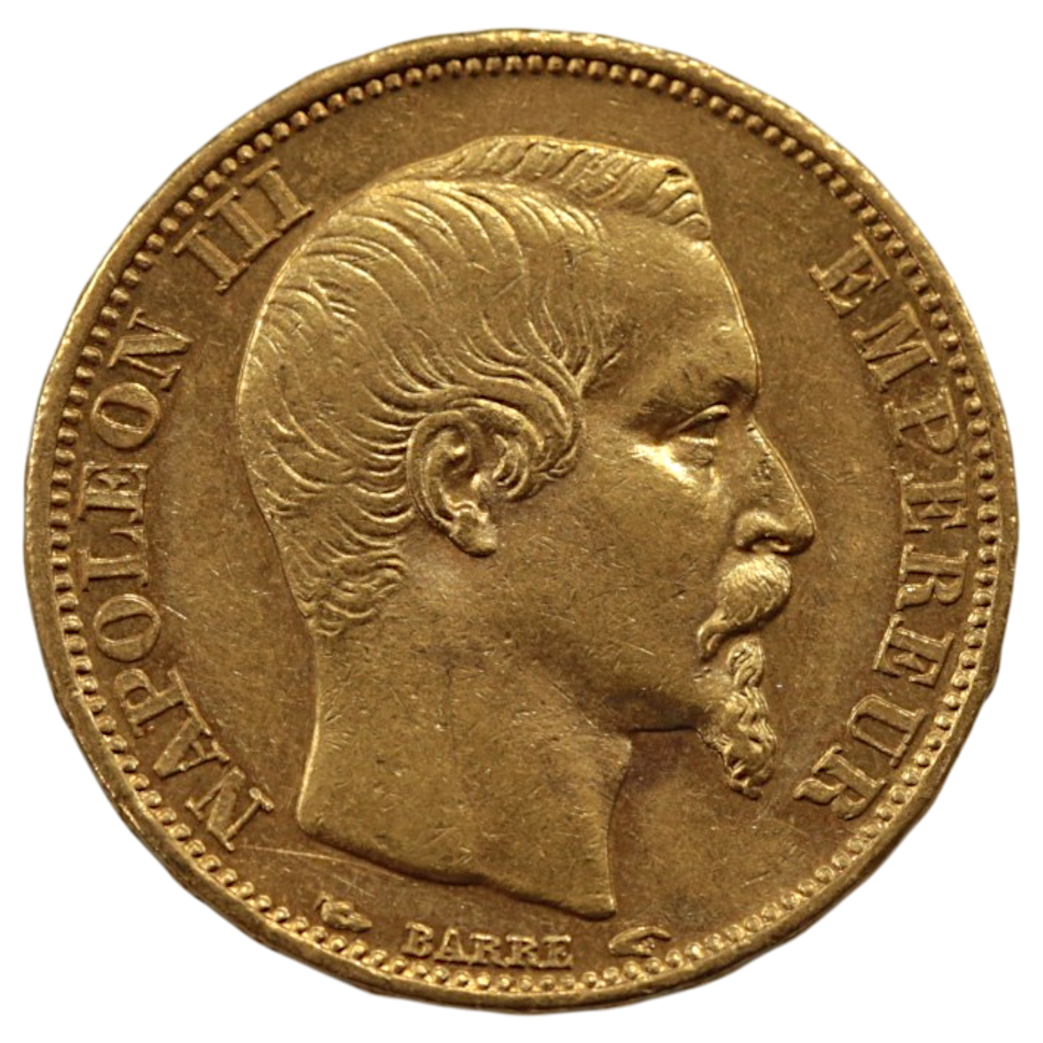 フランス 20フラン金貨 1853年 パリ鋳 ナポレオン3世 無冠