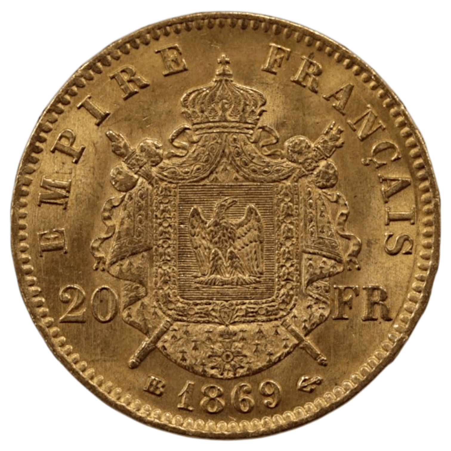 フランス 20フラン金貨 1869年 ストラスブール鋳 ナポレオン3世 有冠 - NJ BUYER'S MARKETPLACE