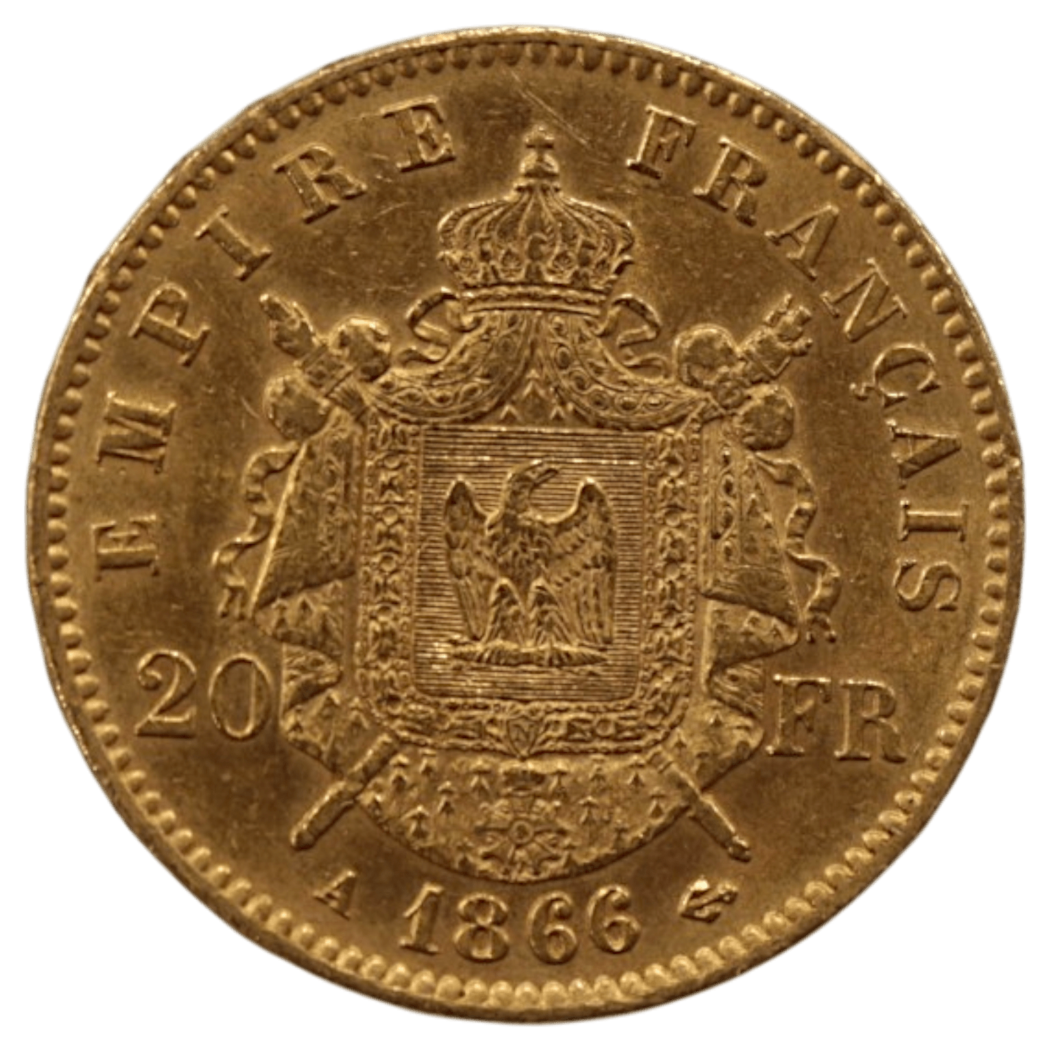 フランス 20フラン金貨 1866年 パリ鋳 ナポレオン3世 有冠 - NJ BUYER'S MARKETPLACE