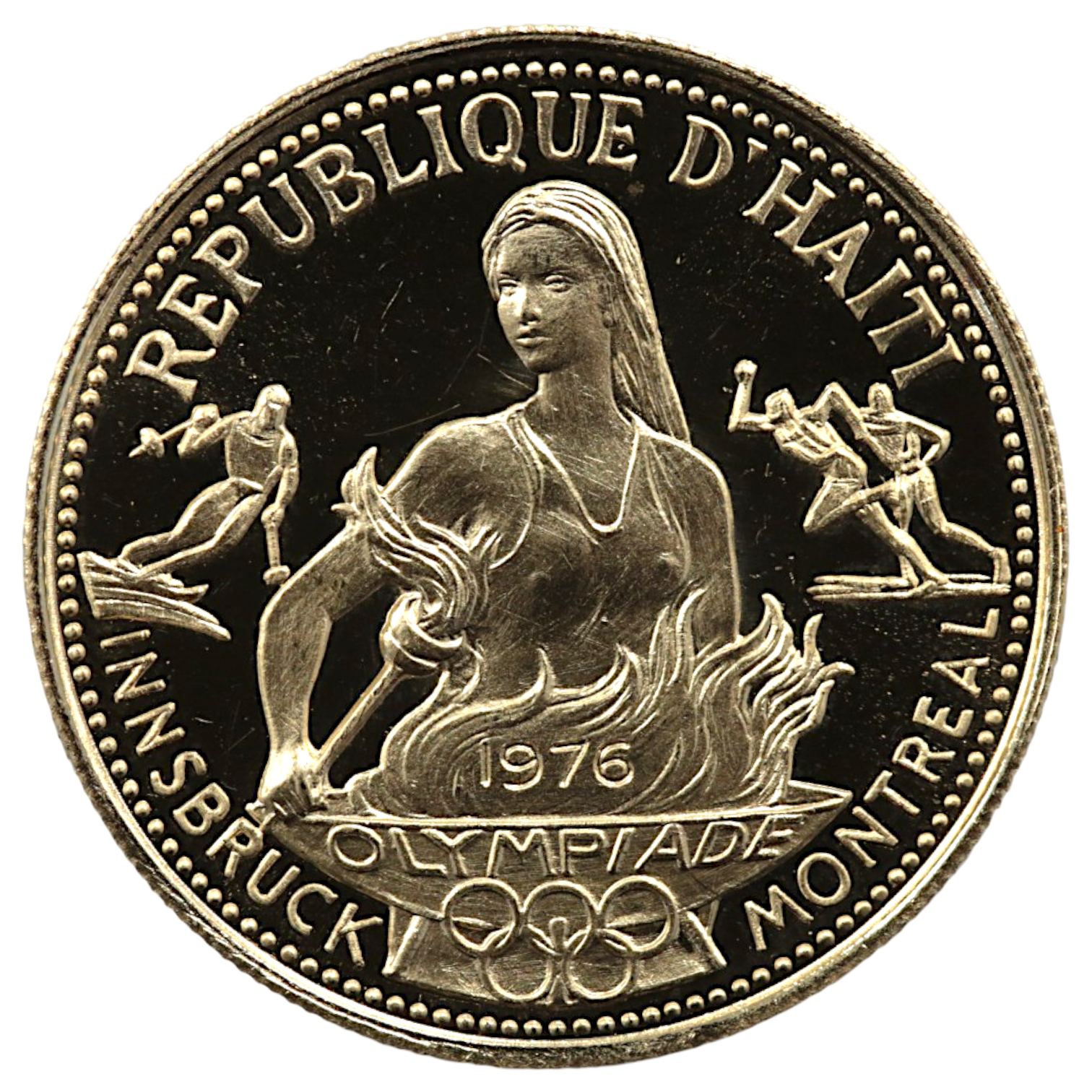 ハイチ 500グールド金貨 1976年 聖火式 モントリオール・インスブルック五輪記念