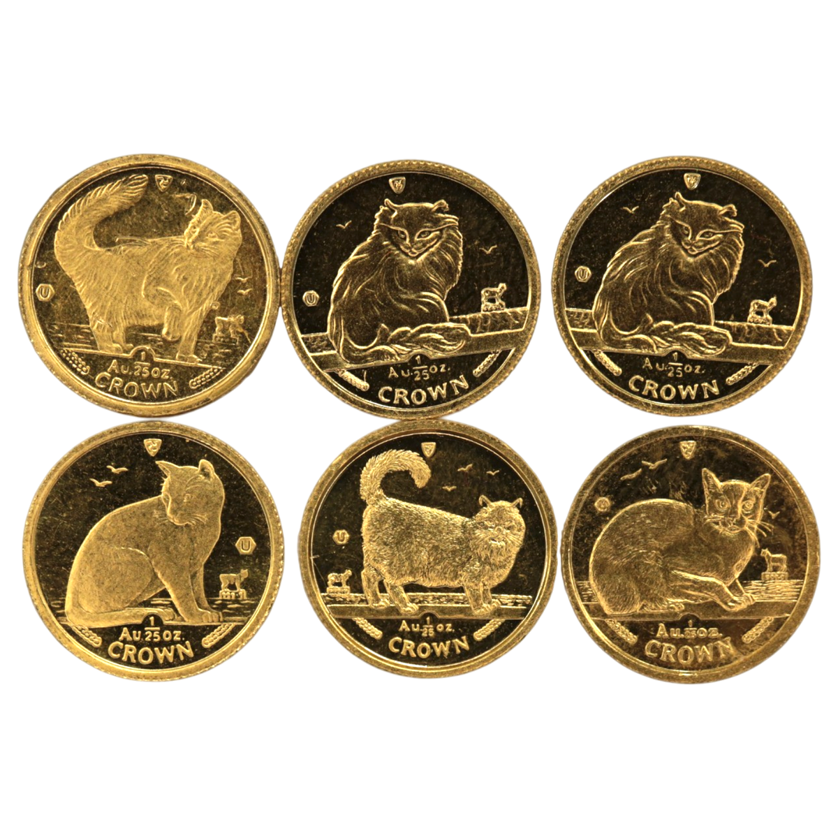 【ジャンク】 マン島 1/25oz金貨 キャット 6枚セット
