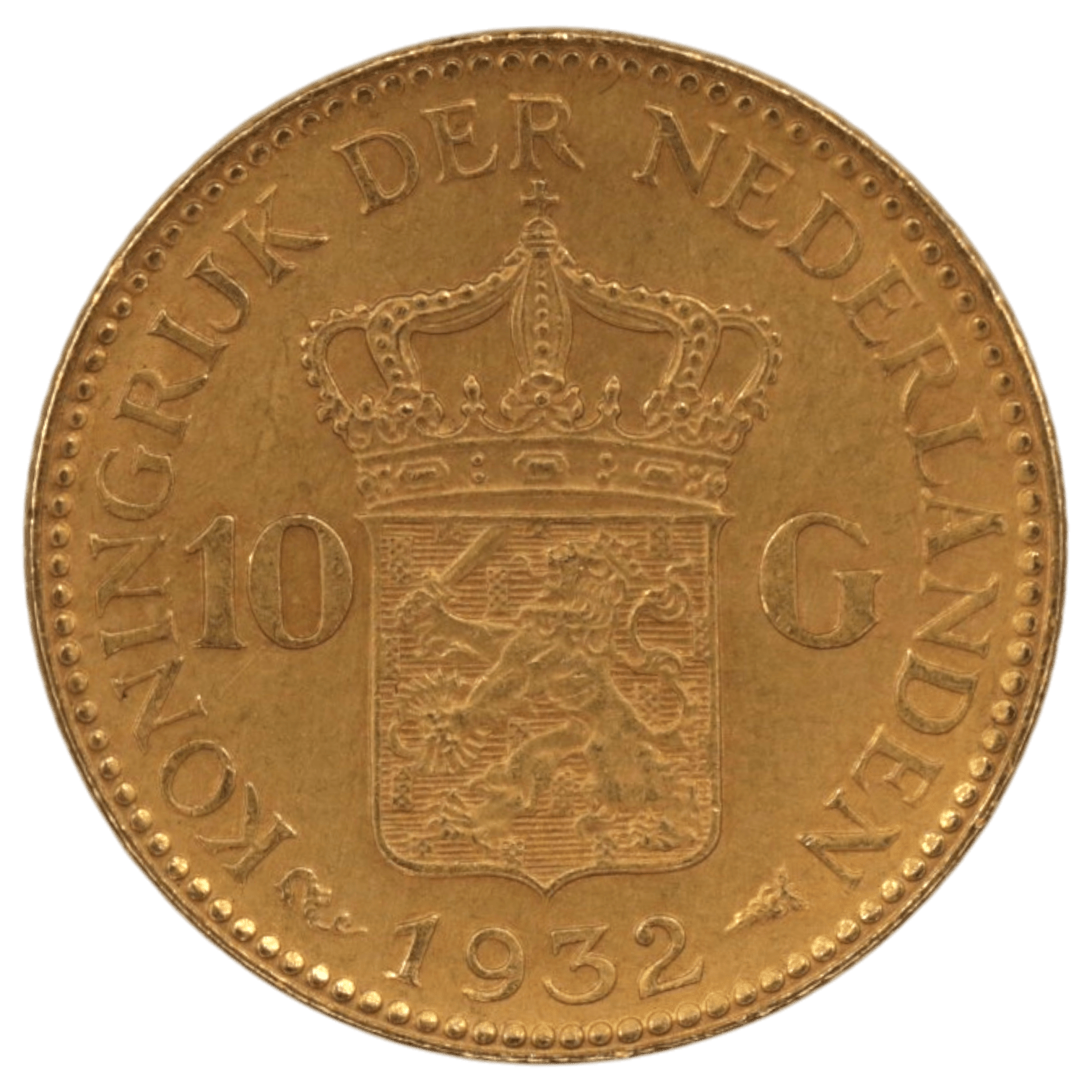 【大特価】オランダ 10グルデン金貨 1932年 ユトレヒト鋳 ウィルヘルミナ女王 第4肖像 - NJ BUYER'S MARKETPLACE