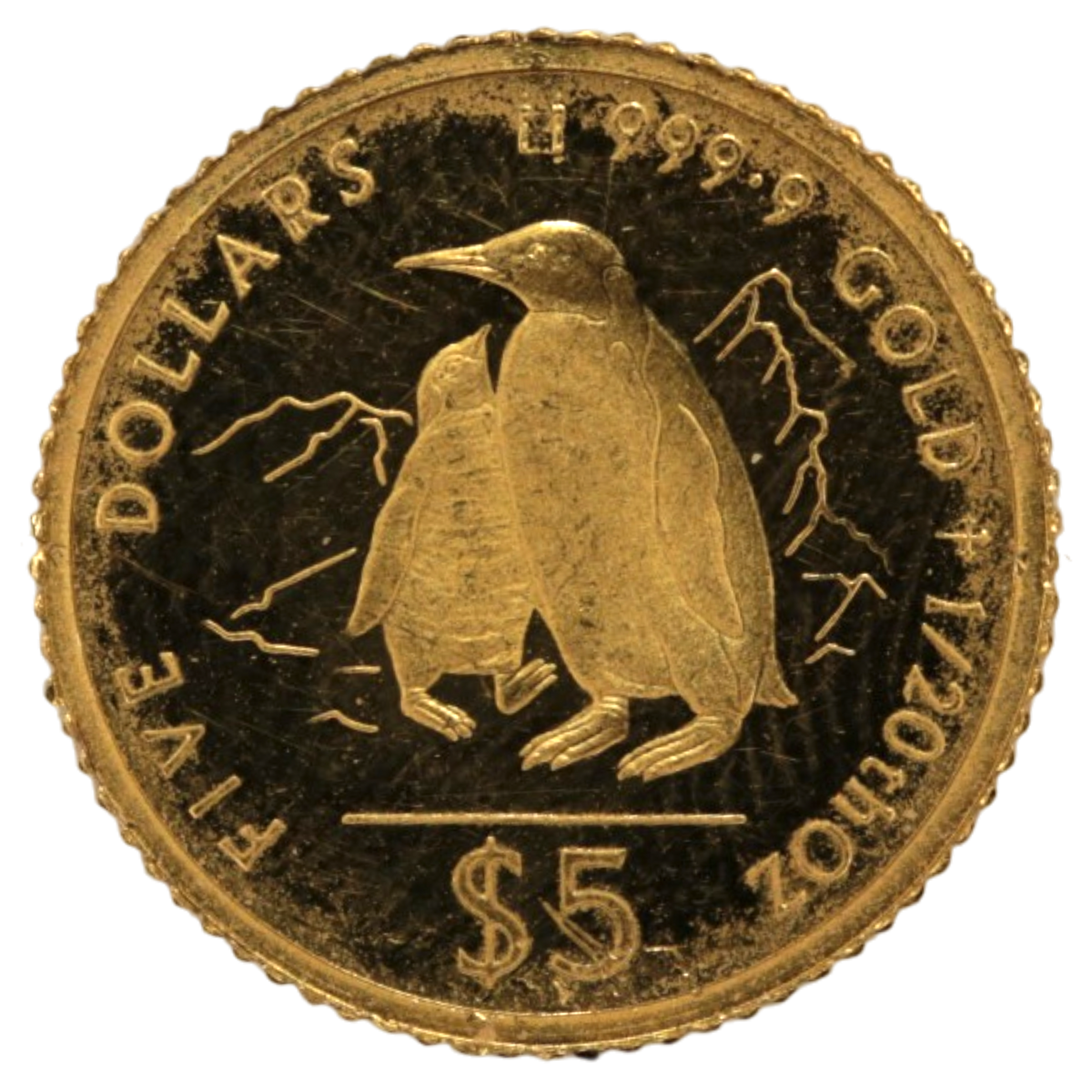 【ジャンク】 クック島 5ドル金貨 1994年 ペンギン